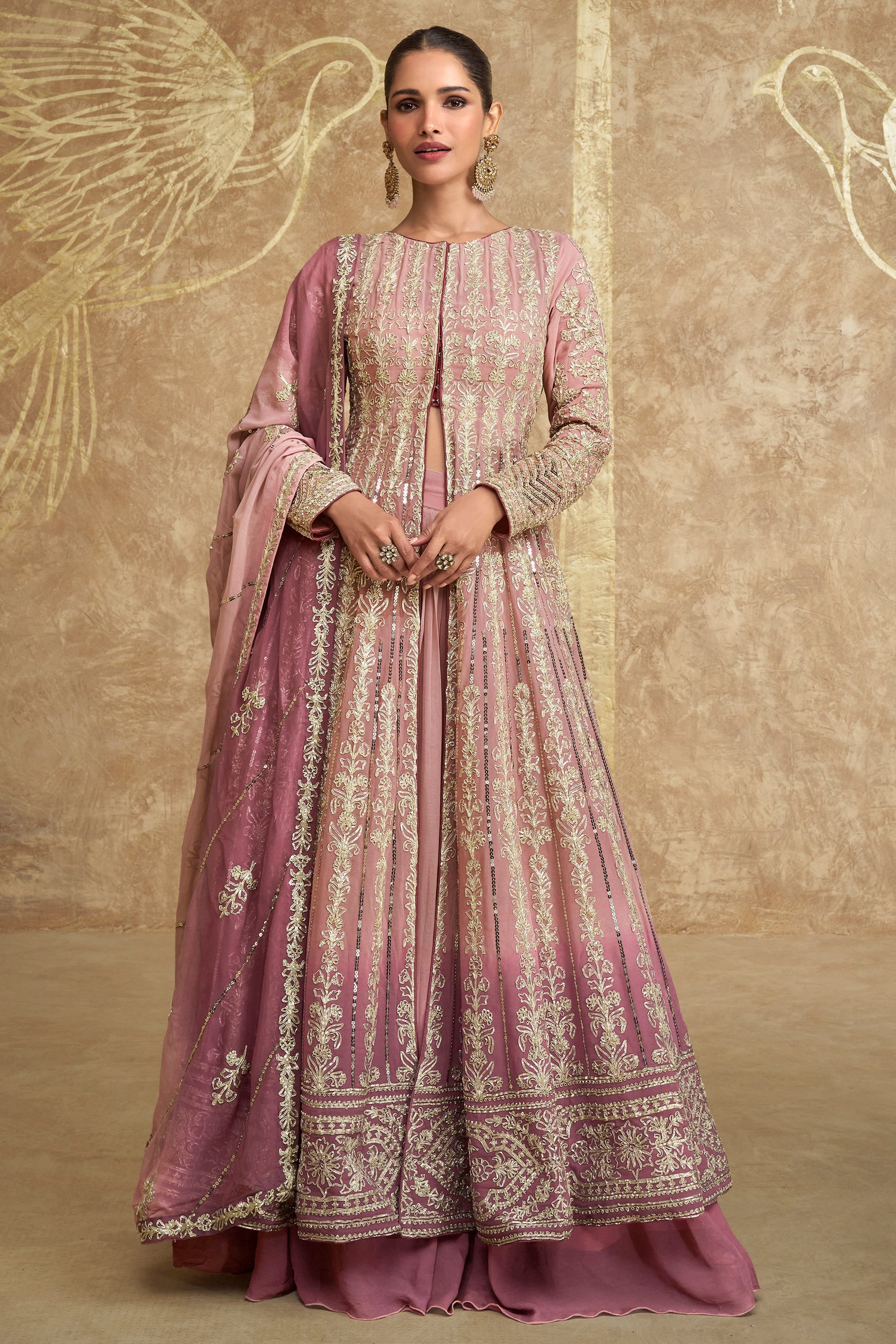 Pink Readymade Heavy Work Georgette Skirt Suit-SS613_1_SareeButa.com