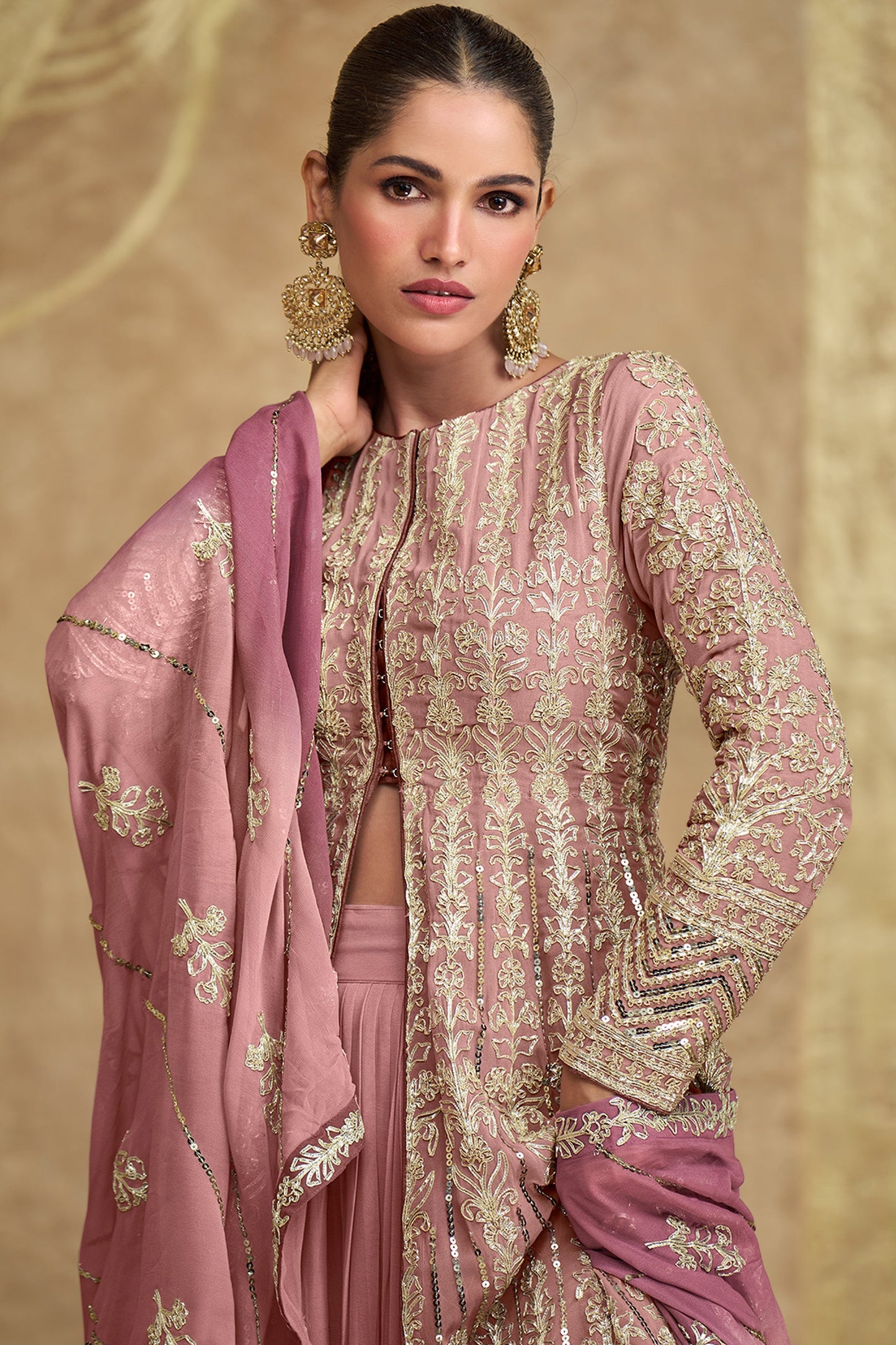 Pink Readymade Heavy Work Georgette Skirt Suit-SS613_2_SareeButa.com