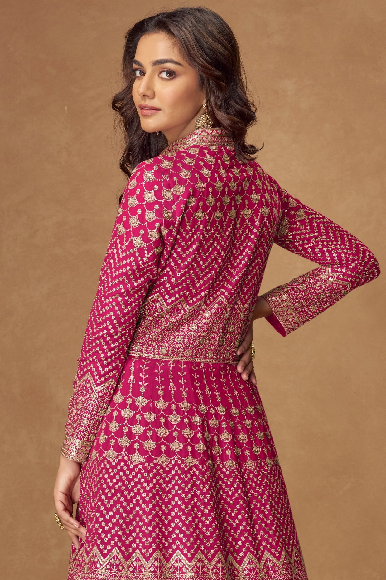 Pink Readymade Heavy Work Georgette Skirt Suit-SS758_3_SareeButa.com