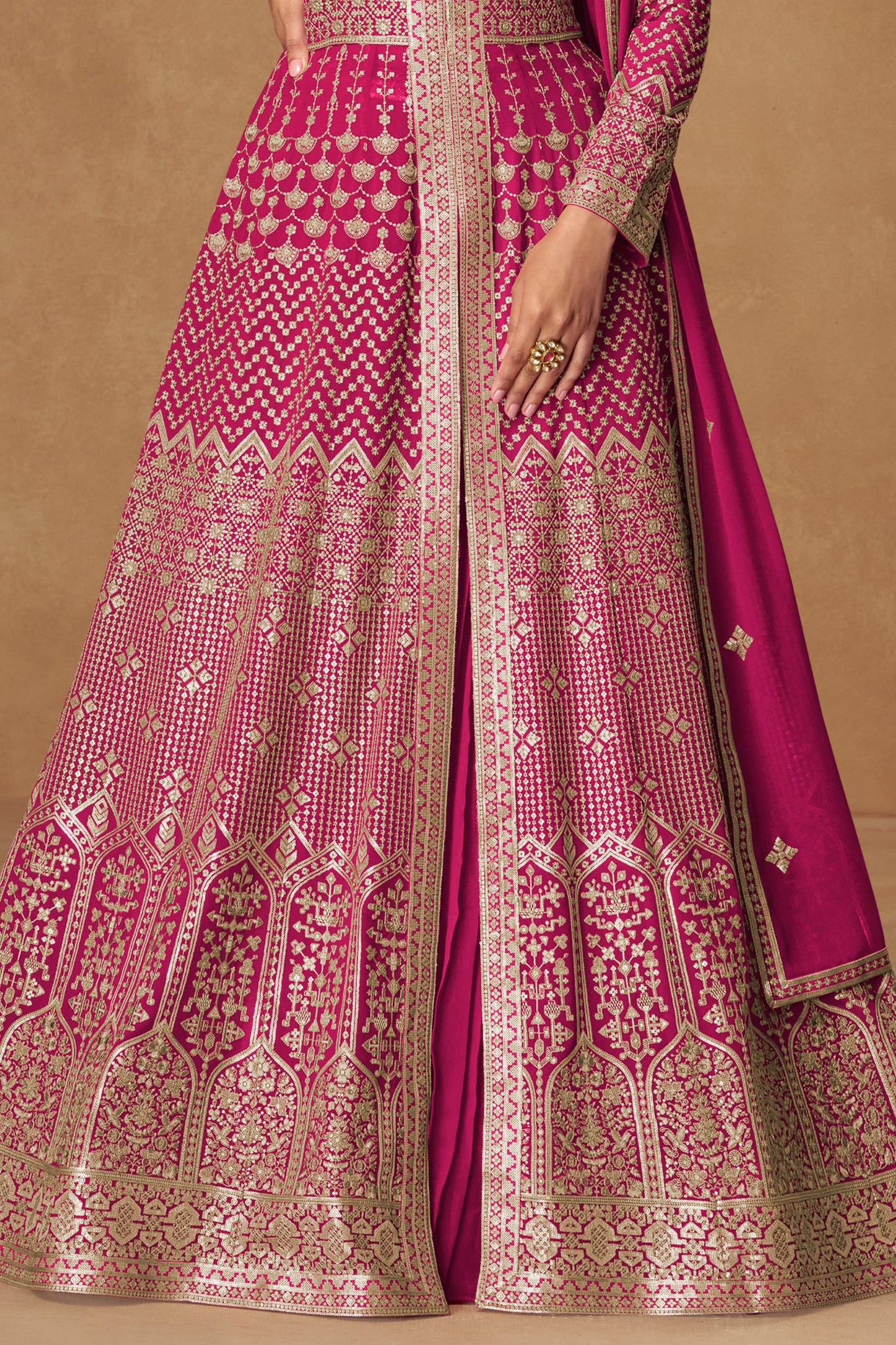 Pink Readymade Heavy Work Georgette Skirt Suit-SS758_4_SareeButa.com