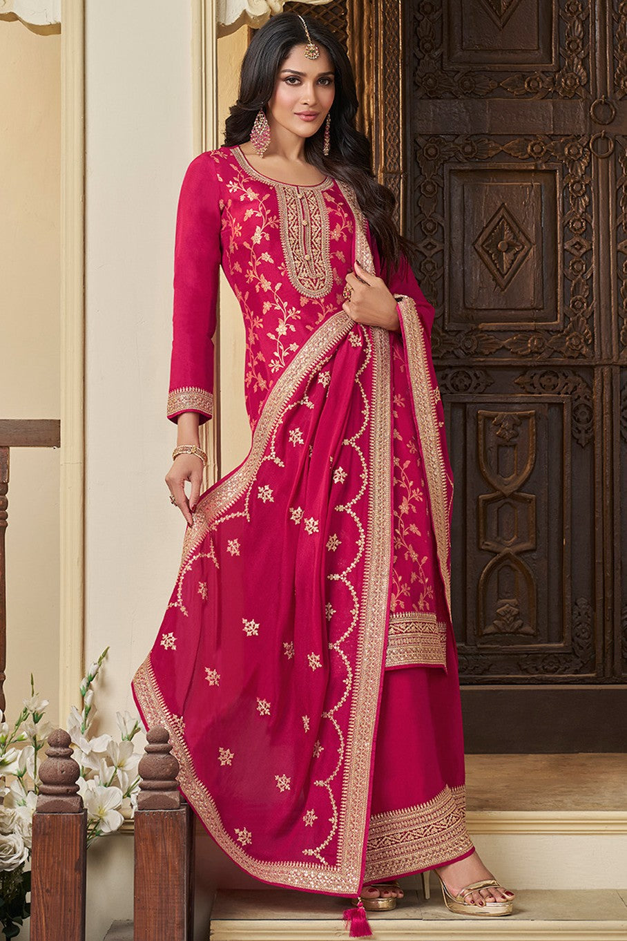 Pink Readymade Munga Silk Suit-SS392_5_SareeButa.com
