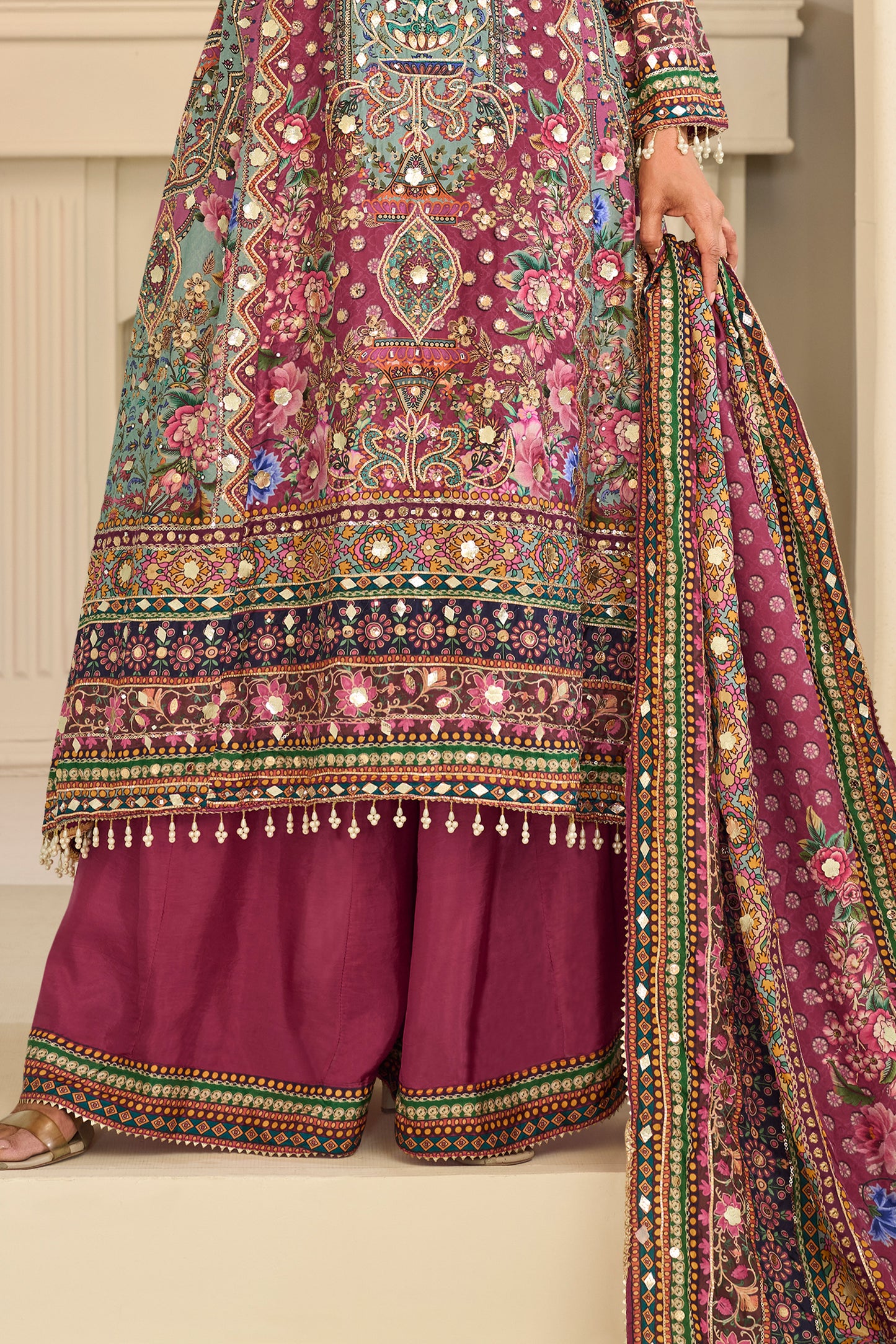 Pink Readymade Satin Crepe Palazzo Suit-SAR13082_4_SareeButa.com