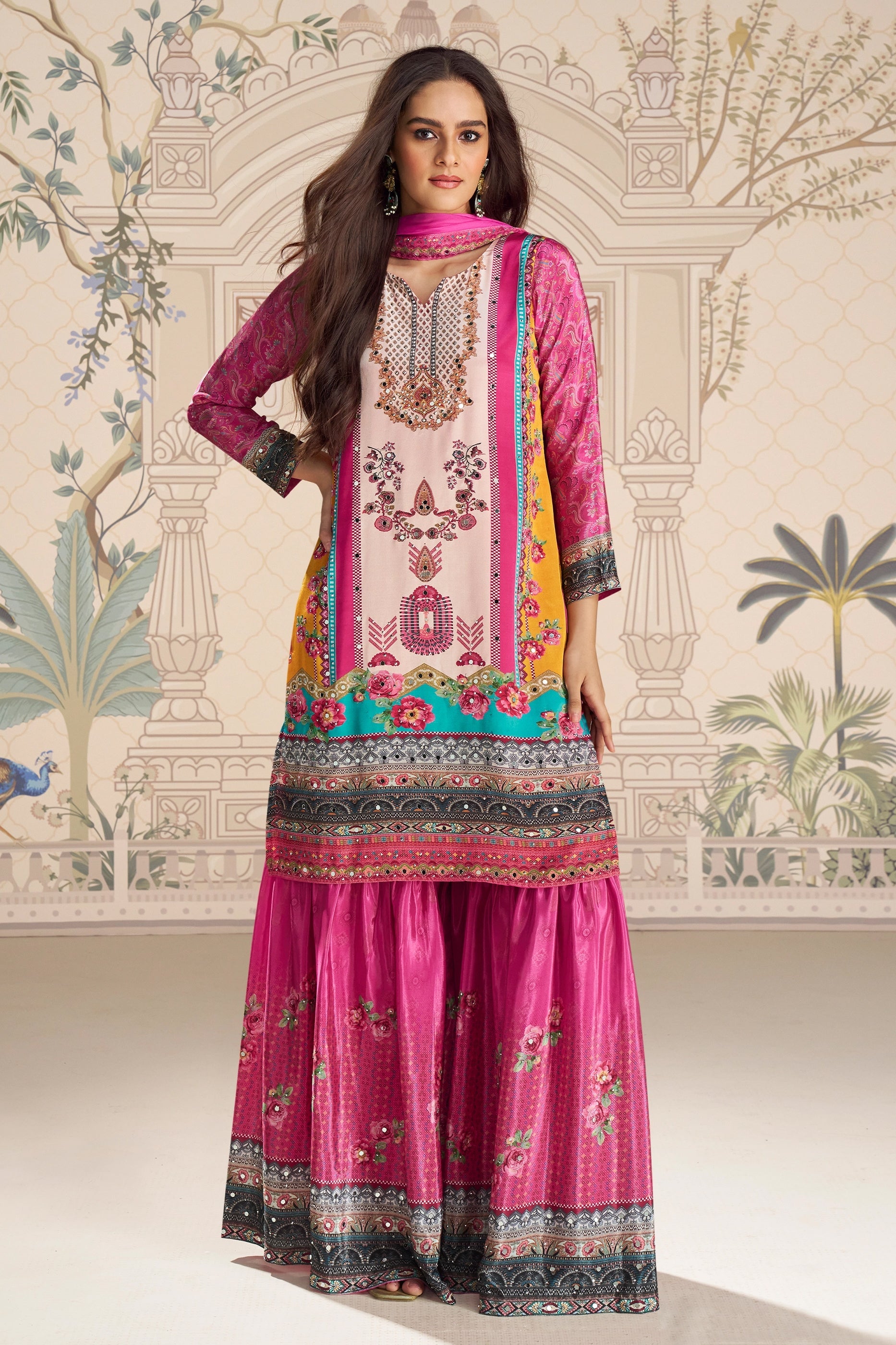 Pink Readymade Satin Crepe Sharara Suit-SAR10932_1_SareeButa.com
