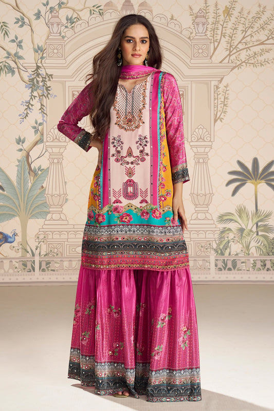 Pink Readymade Satin Crepe Sharara Suit-SAR10932_1_SareeButa.com
