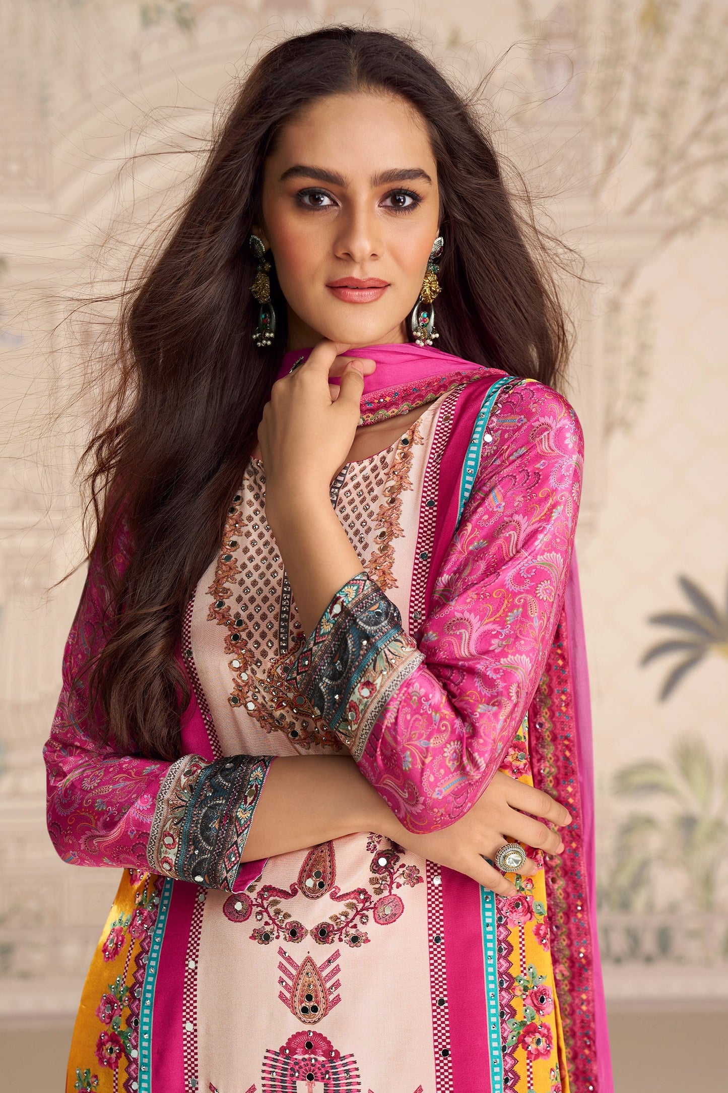Pink Readymade Satin Crepe Sharara Suit-SAR10932_2_SareeButa.com