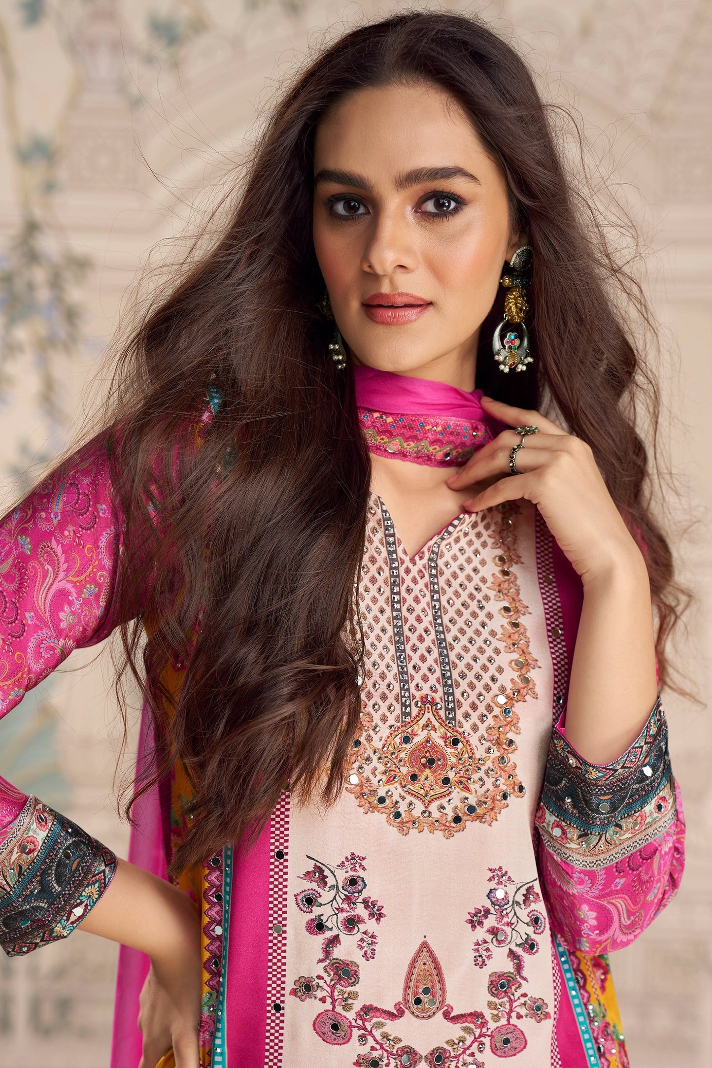 Pink Readymade Satin Crepe Sharara Suit-SAR10932_3_SareeButa.com