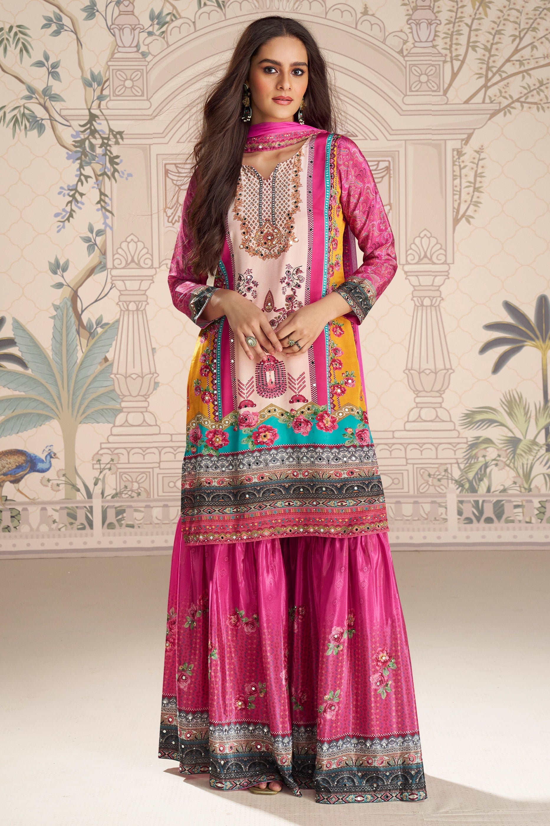 Pink Readymade Satin Crepe Sharara Suit-SAR10932_4_SareeButa.com