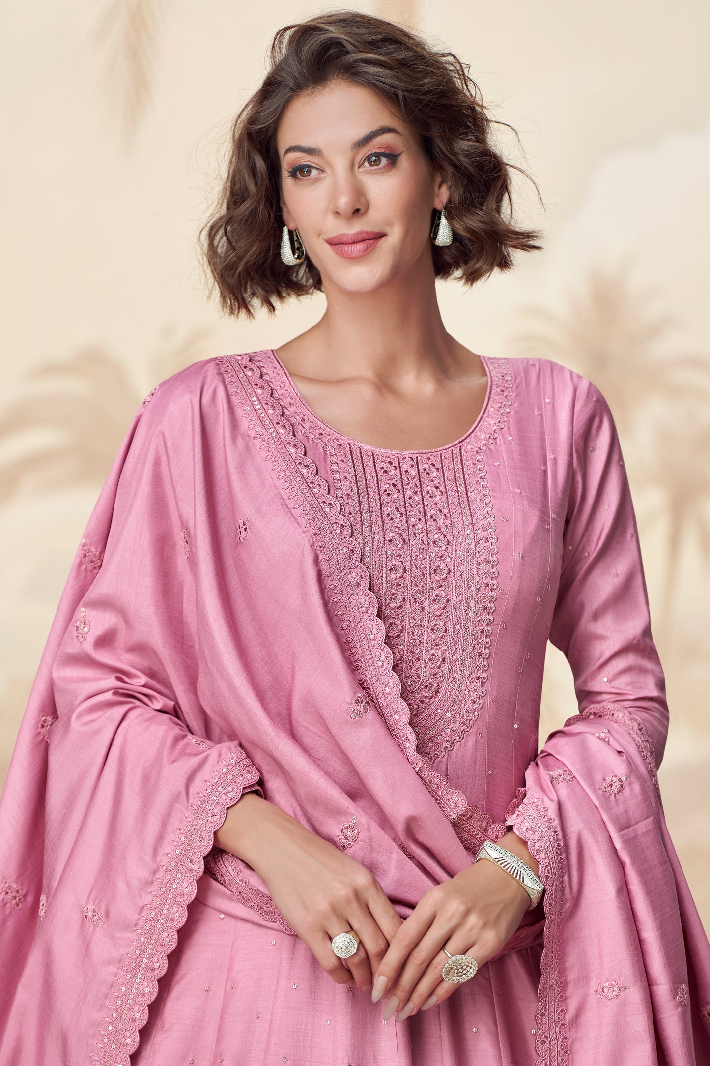 Pink Readymade Silk Gown with Dupatta-SS554_4_SareeButa.com