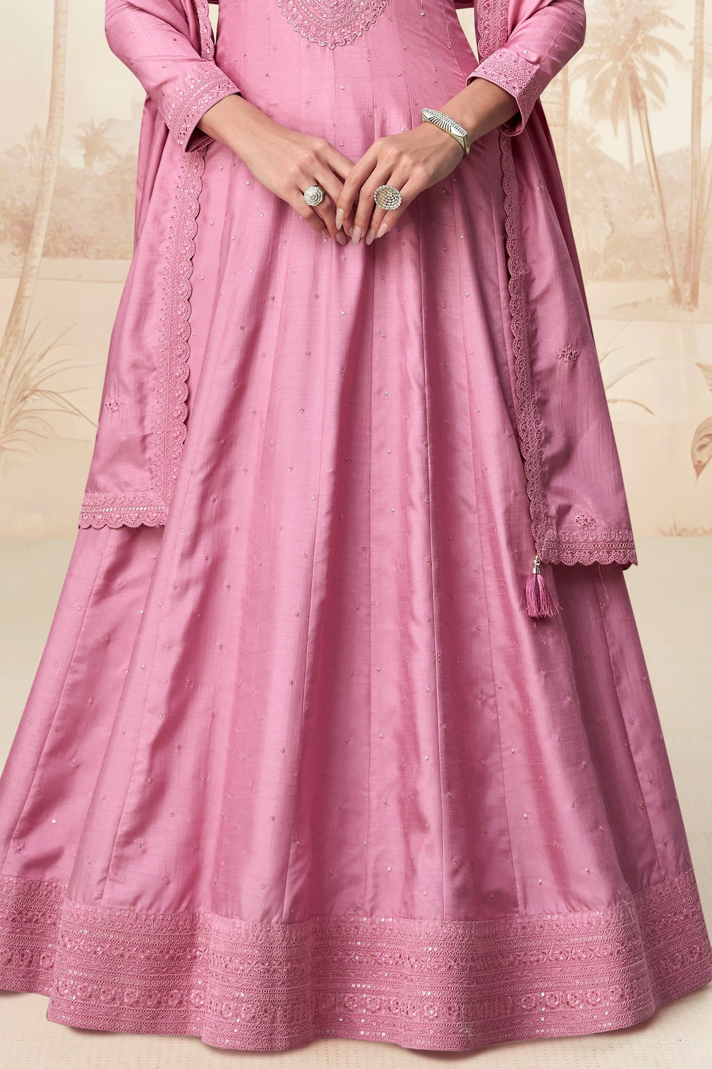 Pink Readymade Silk Gown with Dupatta-SS554_5_SareeButa.com