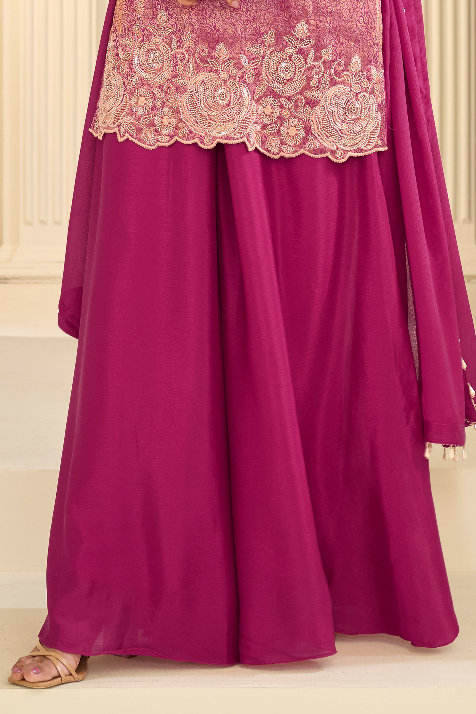 Pink Readymade Viscose Jacquard Silk Suit-SAR12214_4_SareeButa.com