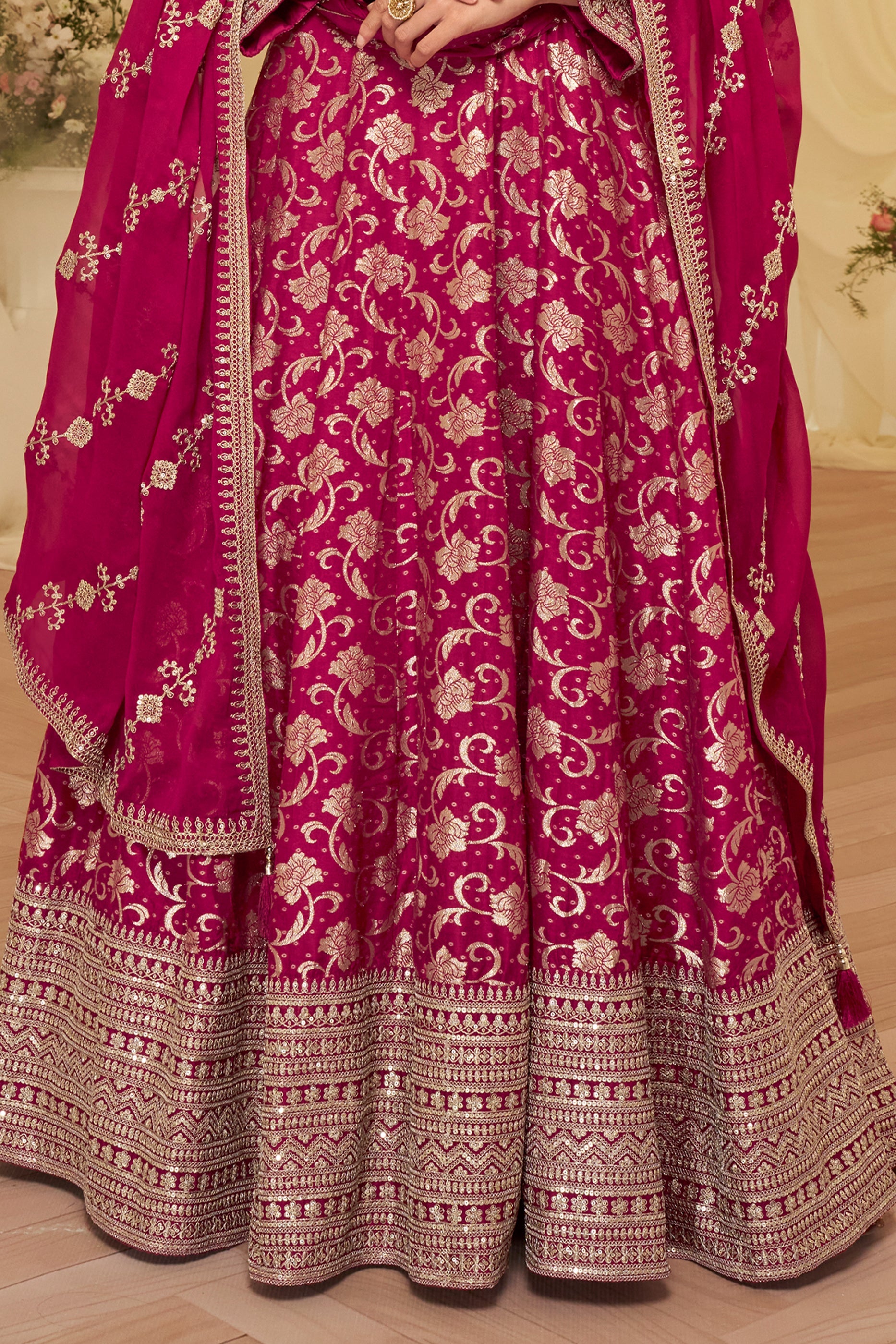 Pink Readymade Viscose Silk Gown With Dupatta-SAR11690_5_SareeButa.com