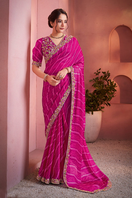 Pink Satin Silk Lehariya Print Saree-SAR10884_1_SareeButa.com