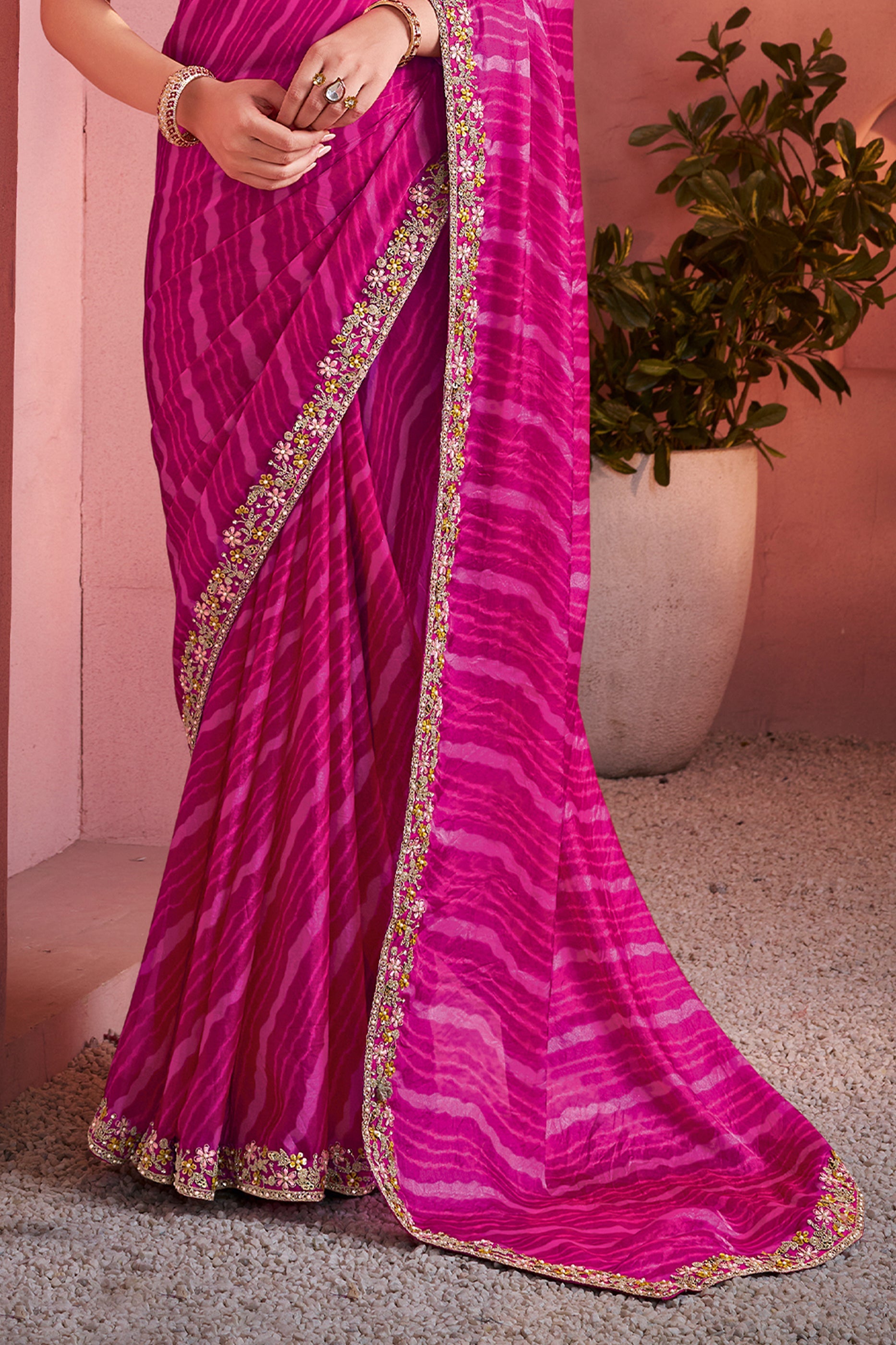 Pink Satin Silk Lehariya Print Saree-SAR10884_5_SareeButa.com