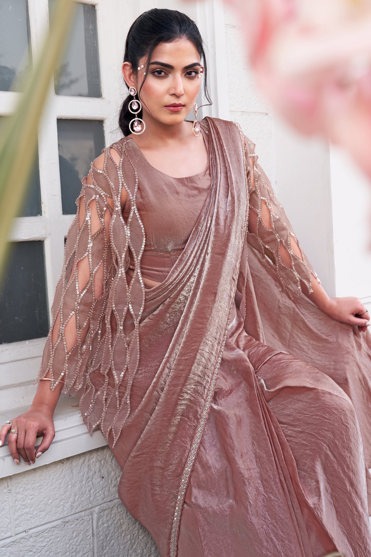 Pink Satin Silk Readymade Saree with Stitched Blouse-ZB133989_4_SareeButa.com