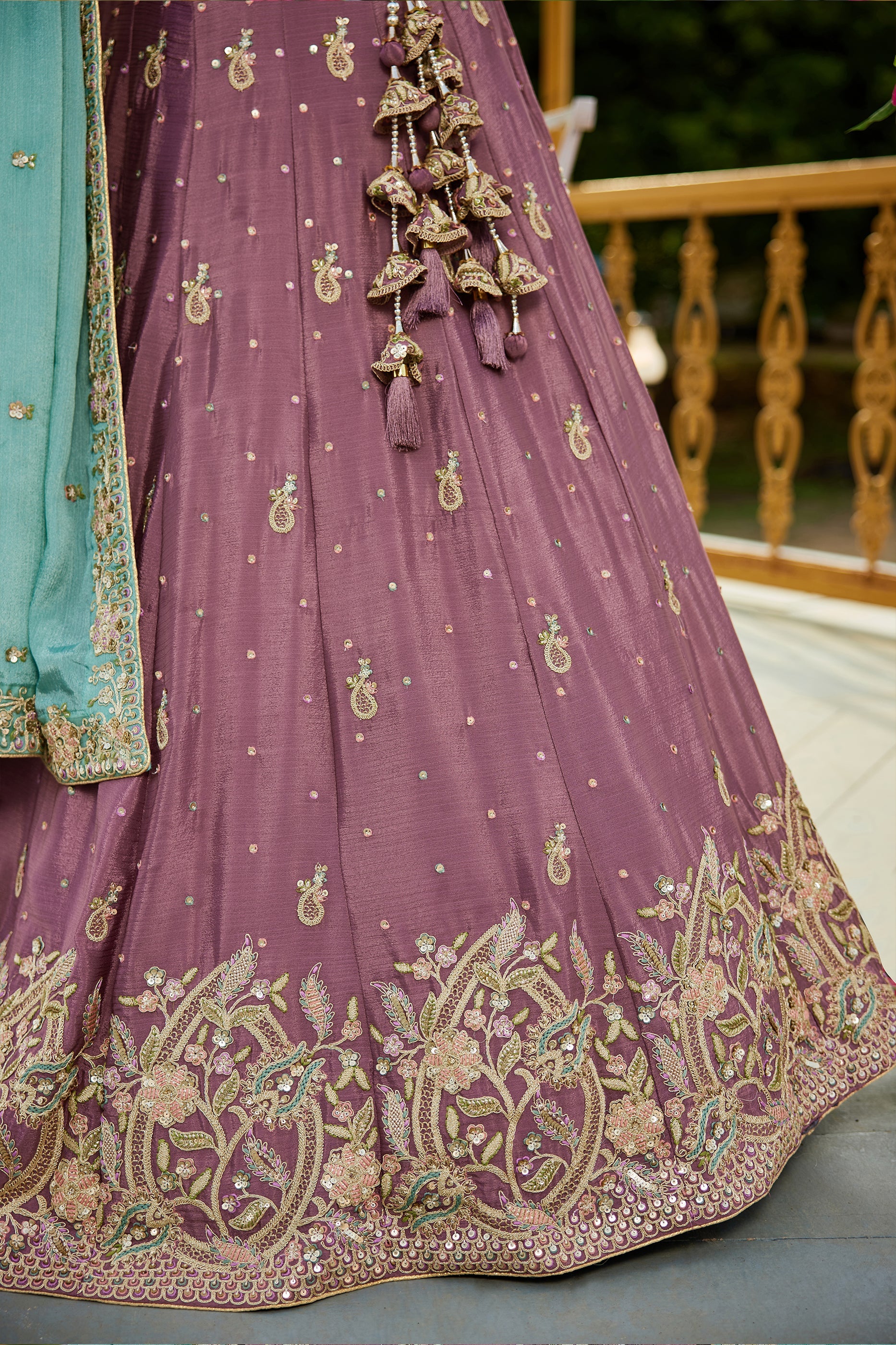 Pink Readymade Embroidered Chiffon Silk Lehenga-SAR10057_5_SareeButa.com