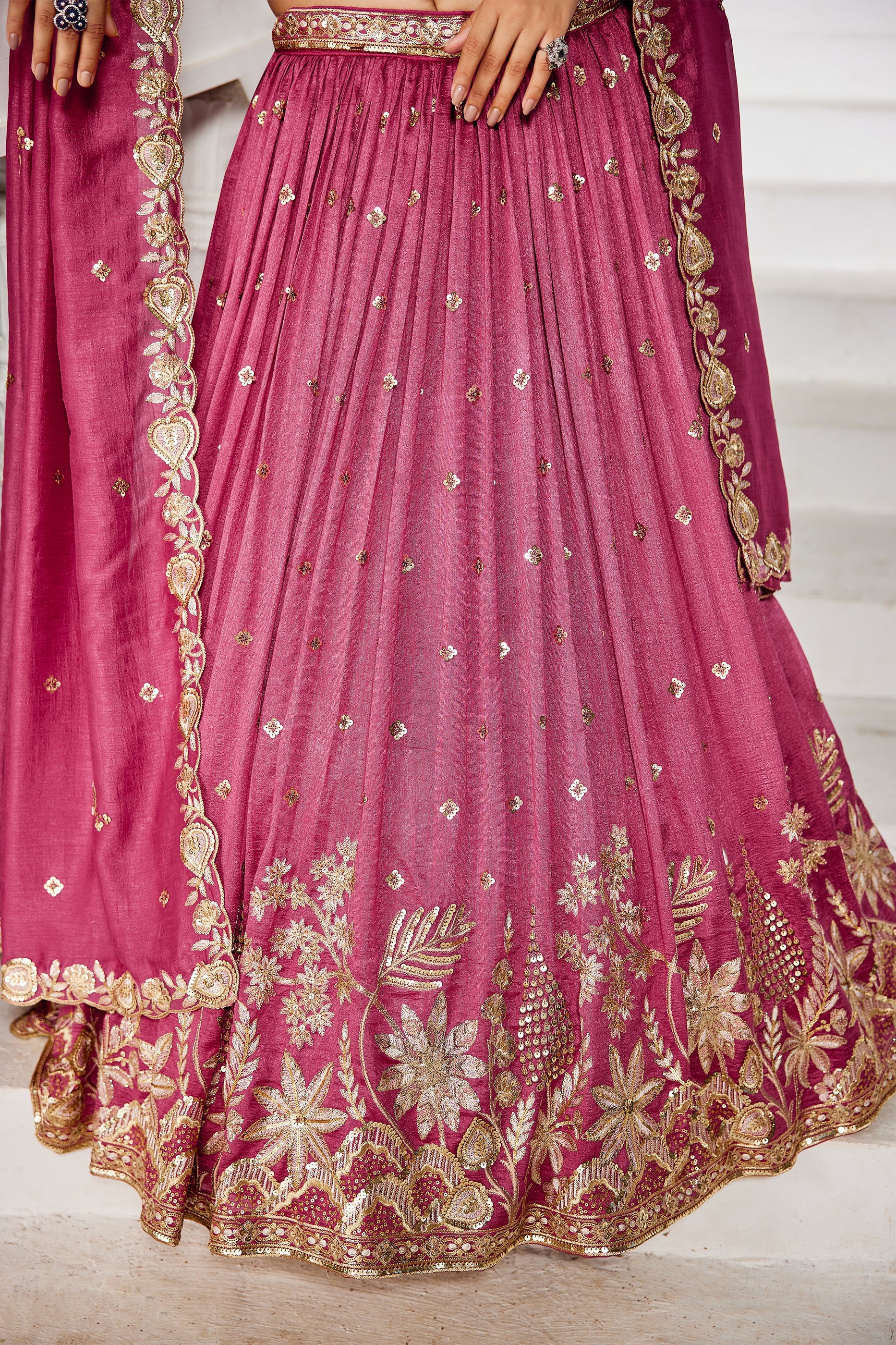 Pink Readymade Embroidered Georgette Lehenga-SAR10076_5_SareeButa.com