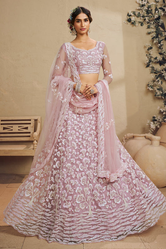Pink Readymade Embroidered Net Lehenga-SAR10041_1_SareeButa.com
