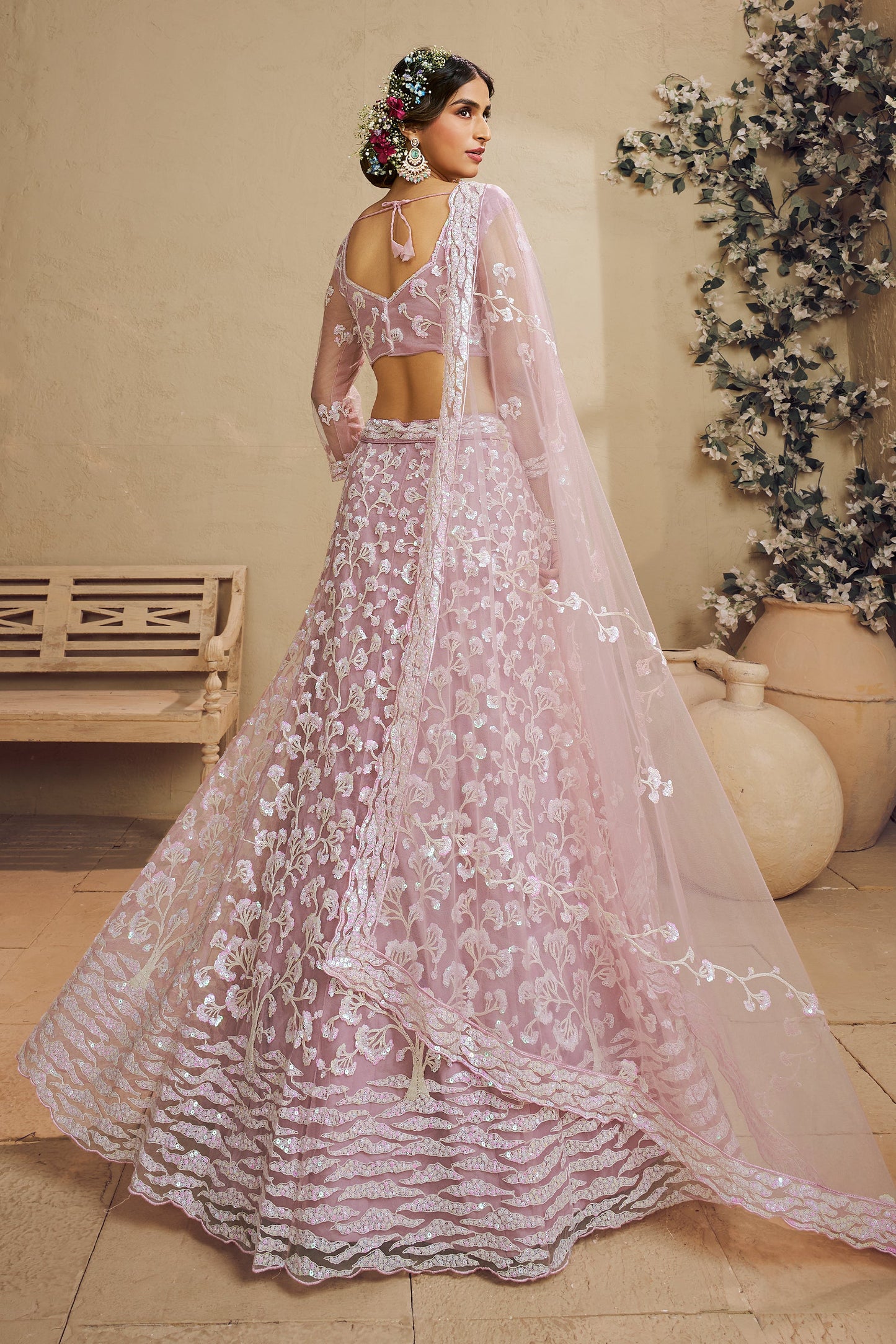 Pink Readymade Embroidered Net Lehenga-SAR10041_2_SareeButa.com