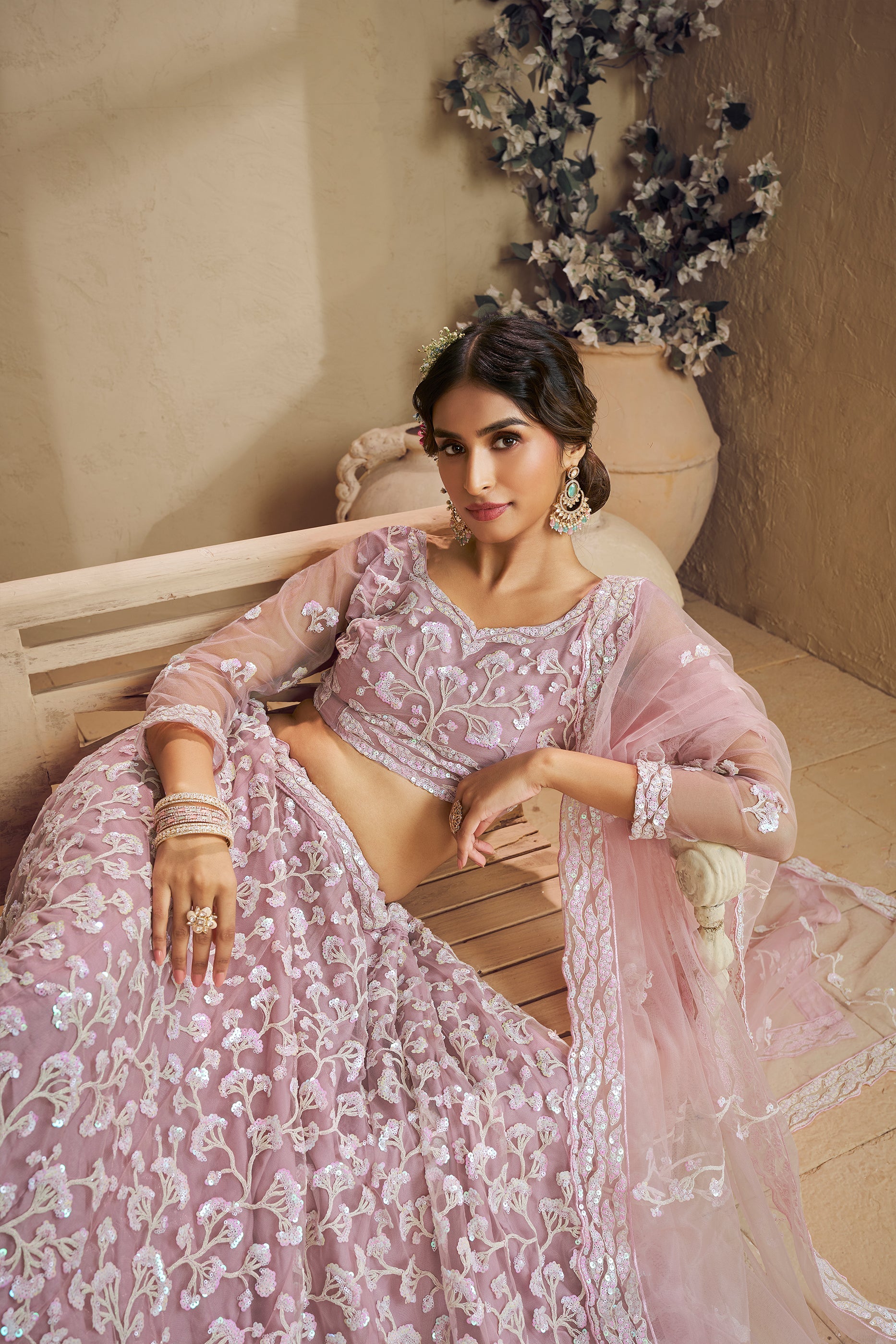 Pink Readymade Embroidered Net Lehenga-SAR10041_3_SareeButa.com