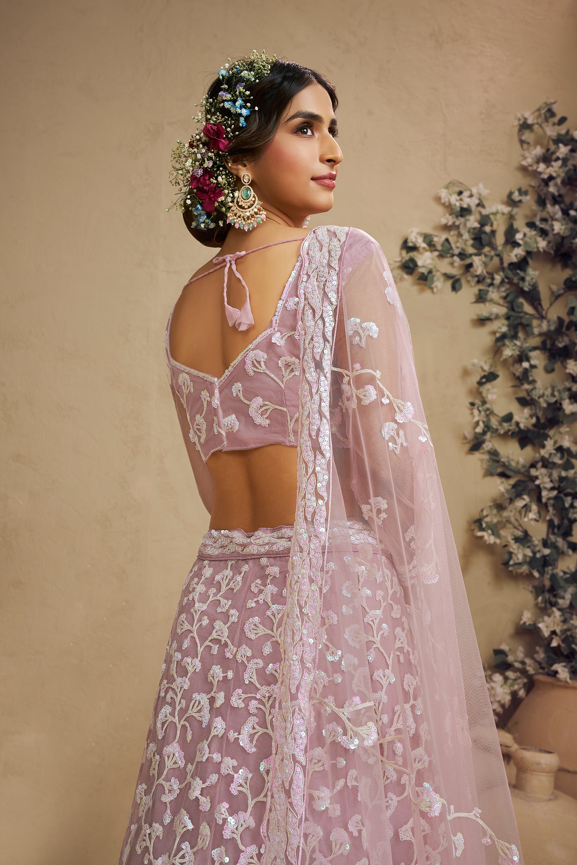 Pink Readymade Embroidered Net Lehenga-SAR10041_4_SareeButa.com