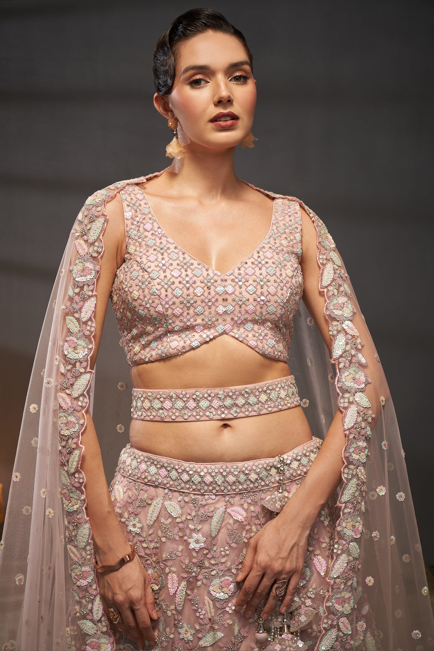 Pink Semi-Stitched Embroidered Net Lehenga-SAR12828_2_SareeButa.com