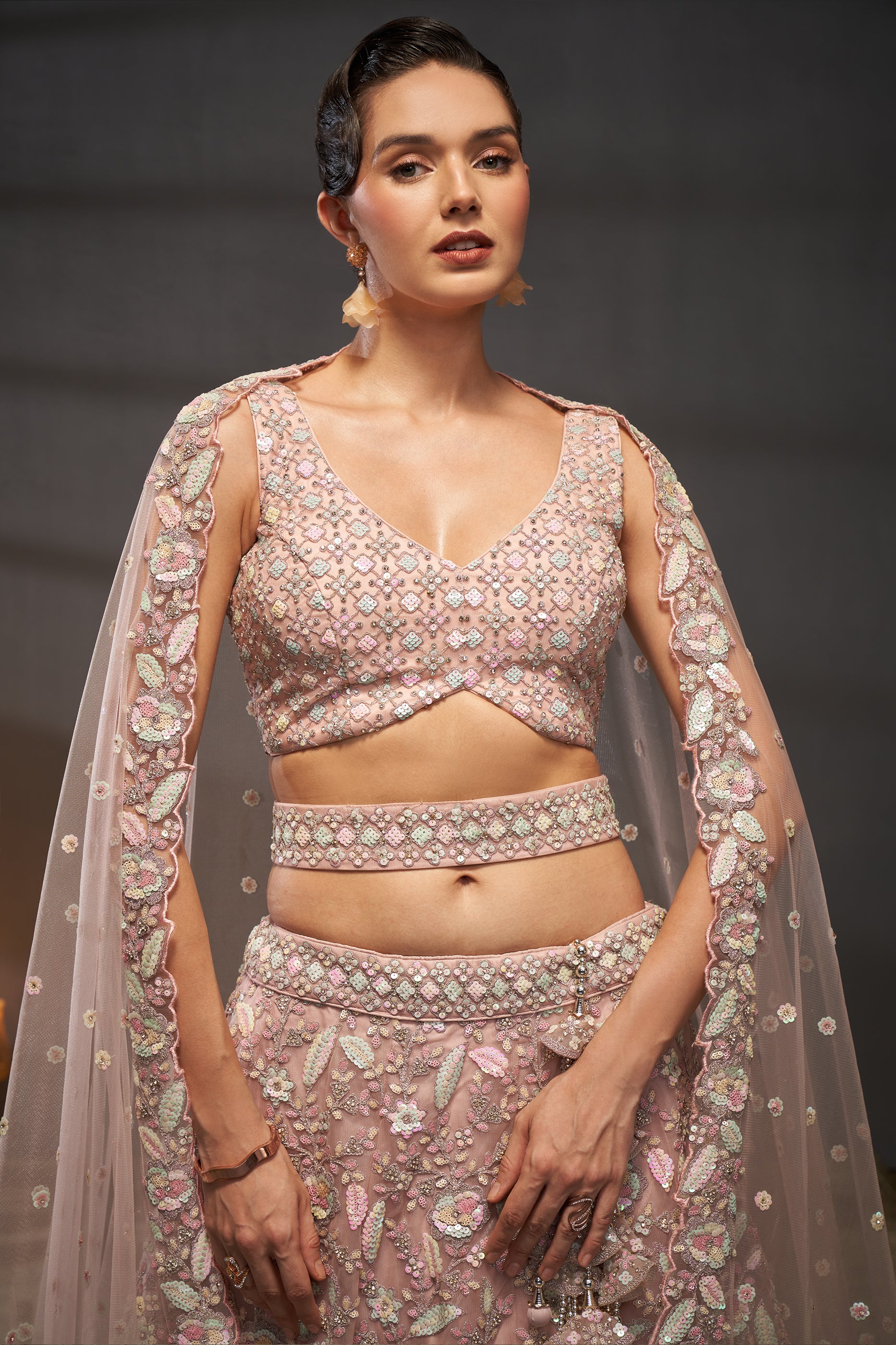 Pink Semi-Stitched Embroidered Net Lehenga-SAR12828_2_SareeButa.com