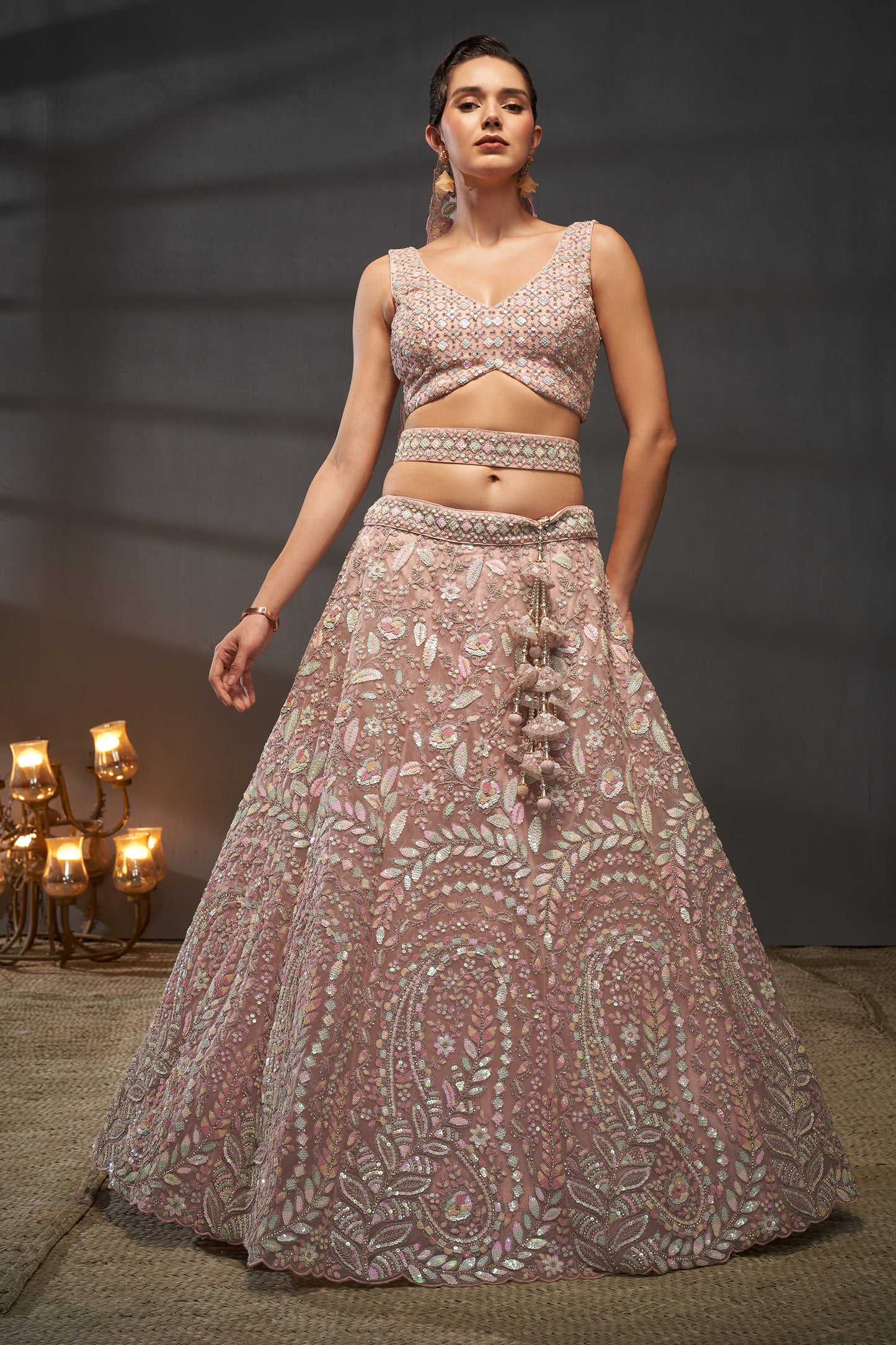 Pink Semi-Stitched Embroidered Net Lehenga-SAR12828_3_SareeButa.com