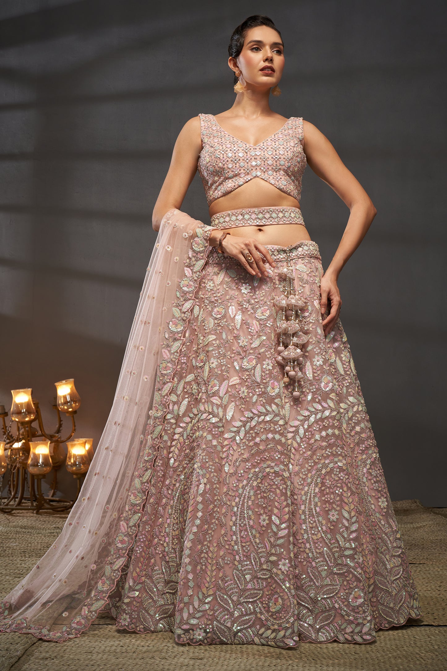 Pink Semi-Stitched Embroidered Net Lehenga-SAR12828_4_SareeButa.com