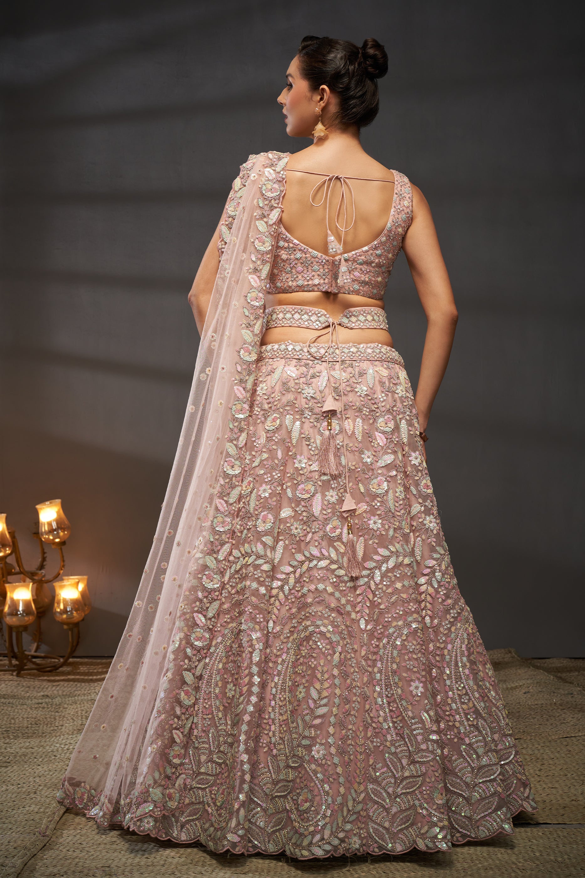 Pink Semi-Stitched Embroidered Net Lehenga-SAR12828_5_SareeButa.com