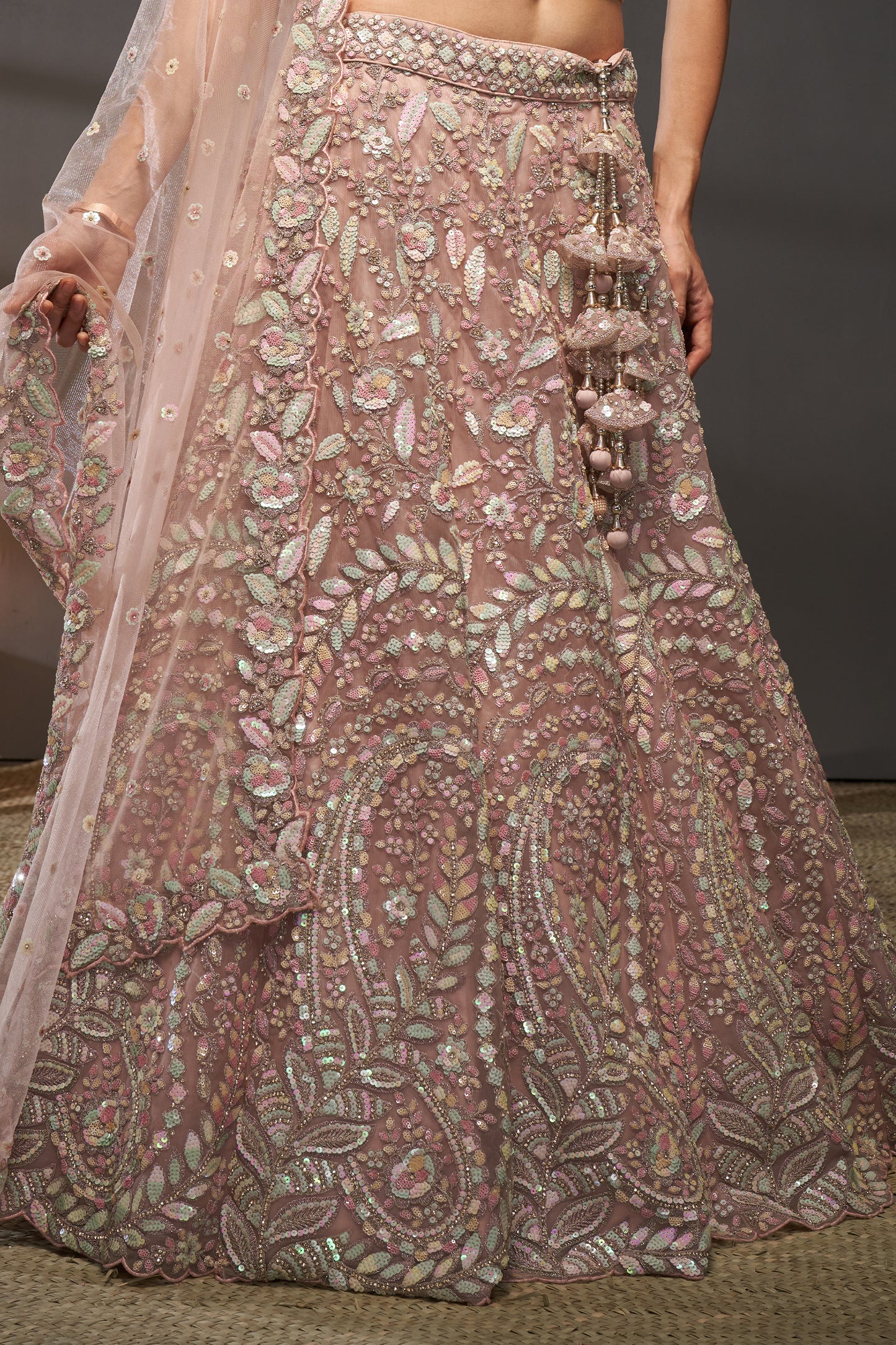 Pink Semi-Stitched Embroidered Net Lehenga-SAR12828_7_SareeButa.com