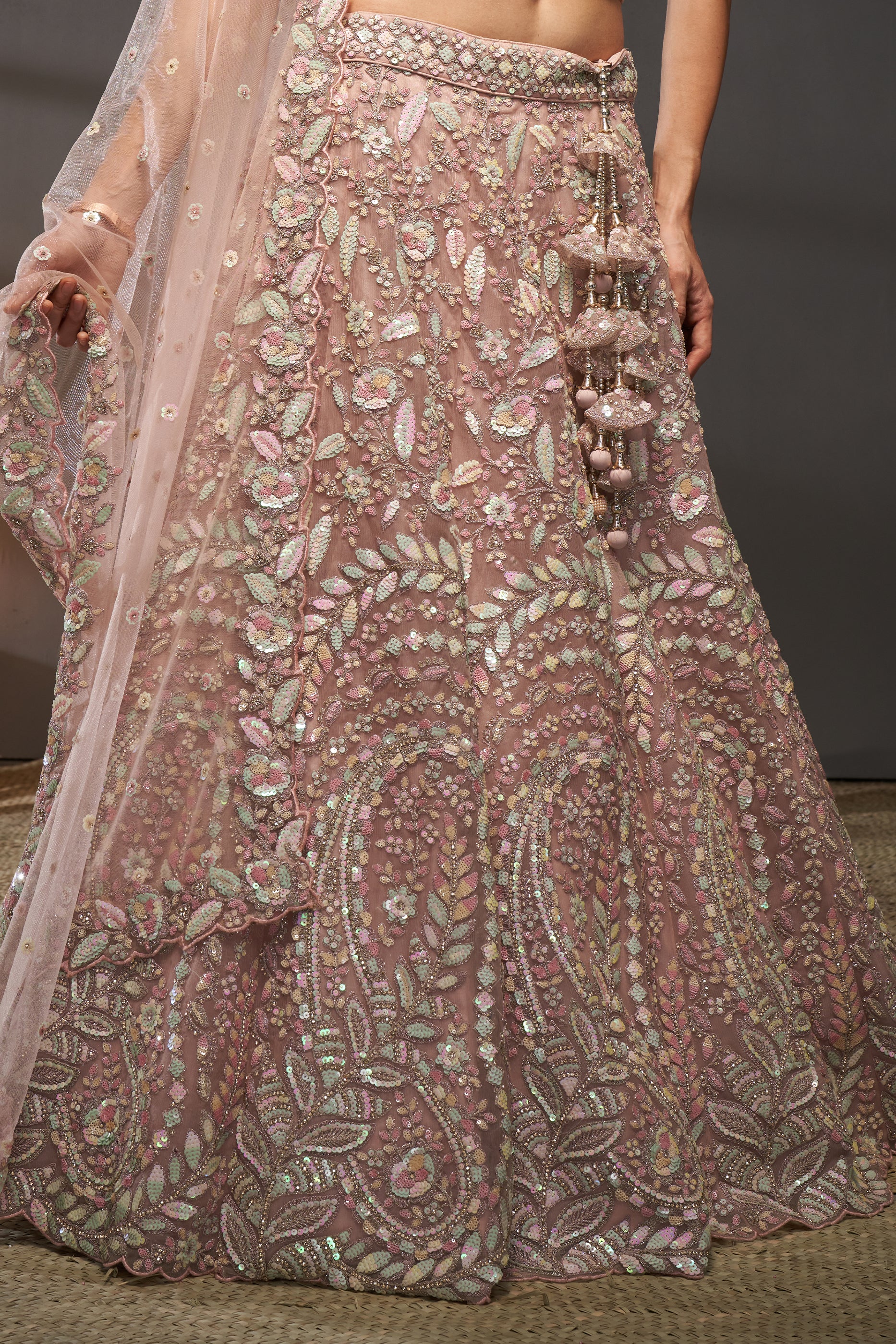 Pink Semi-Stitched Embroidered Net Lehenga-SAR12828_7_SareeButa.com