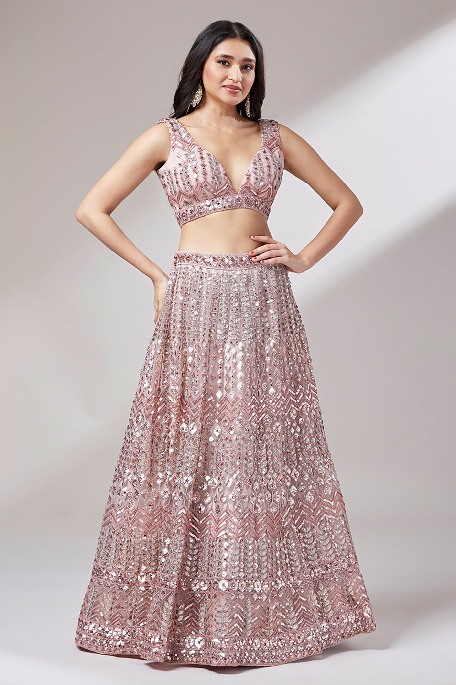 Pink Semi-Stitched Embroidered Net Lehenga-SAR12831_2_SareeButa.com