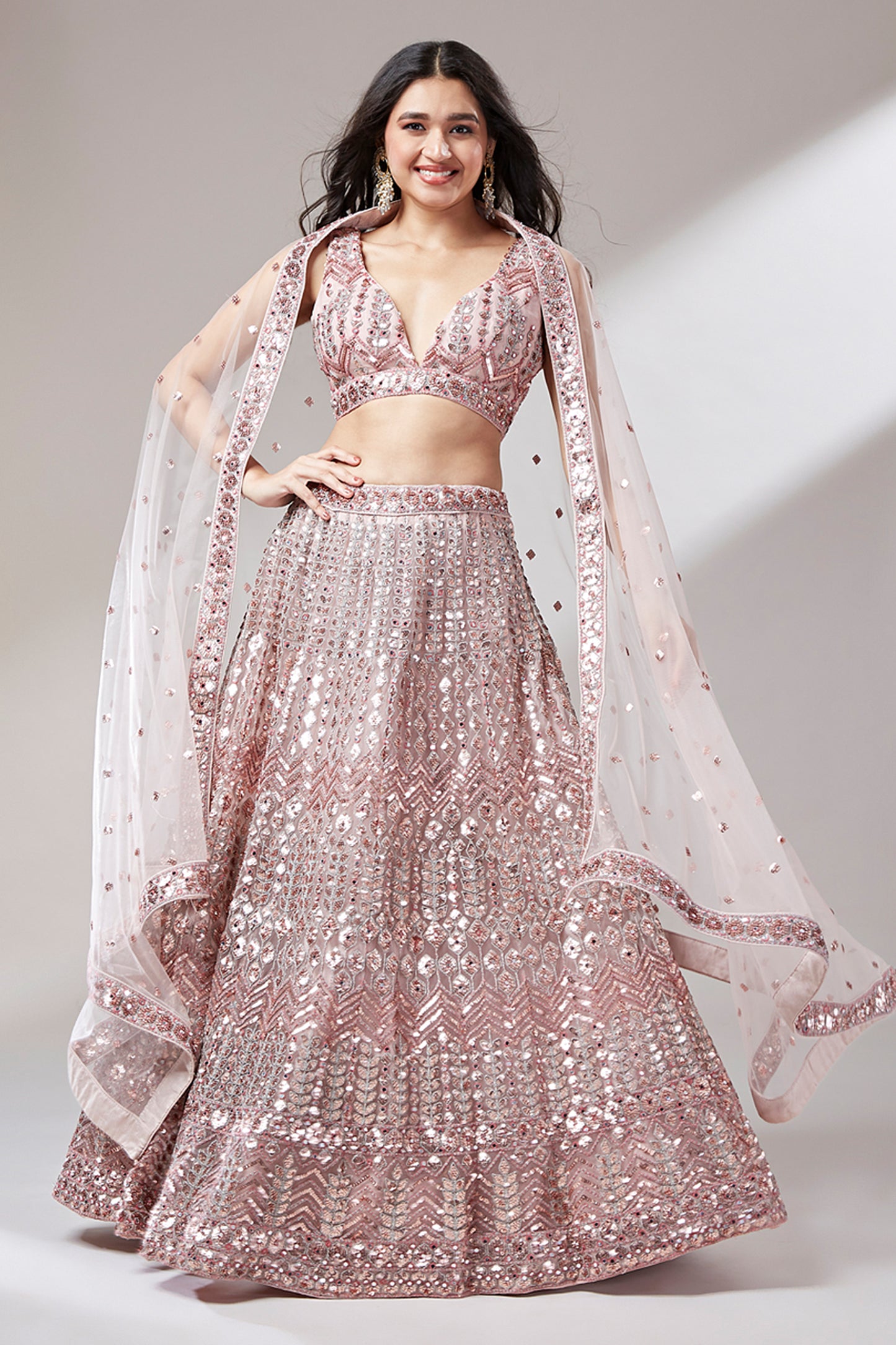 Pink Semi-Stitched Embroidered Net Lehenga-SAR12831_3_SareeButa.com