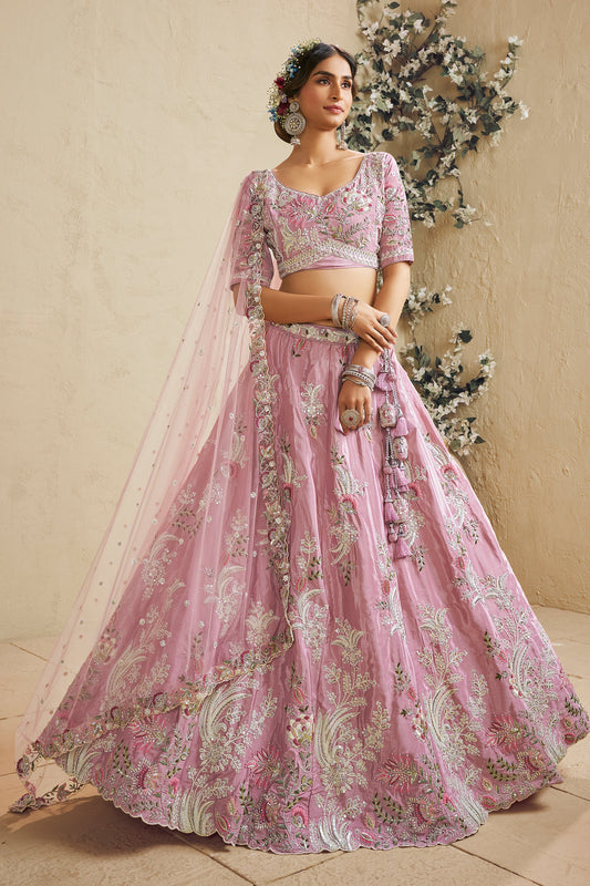 Pink Readymade Embroidered Satin Silk Lehenga-SAR10044_1_SareeButa.com