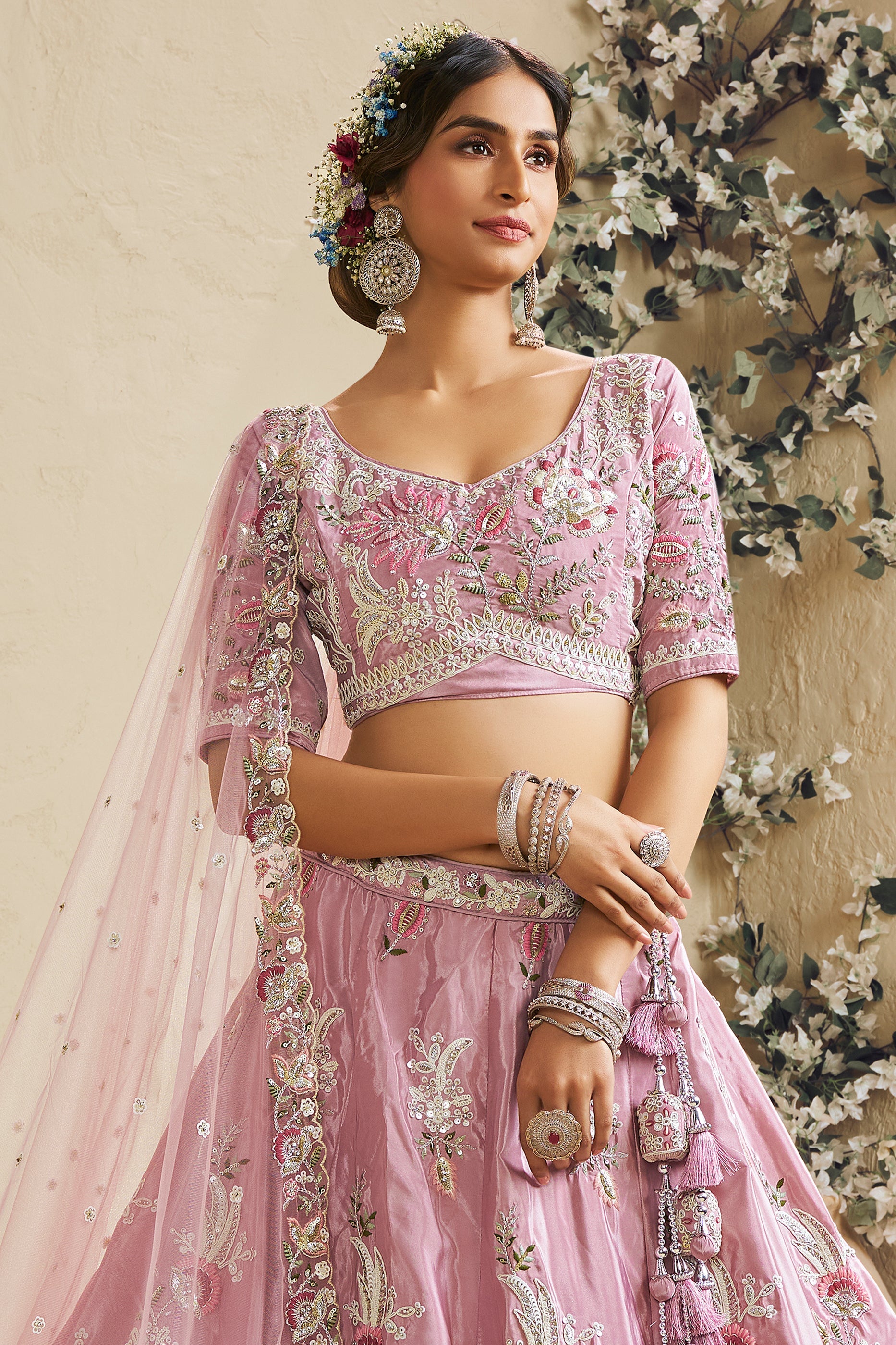 Pink Readymade Embroidered Satin Silk Lehenga-SAR10044_5_SareeButa.com