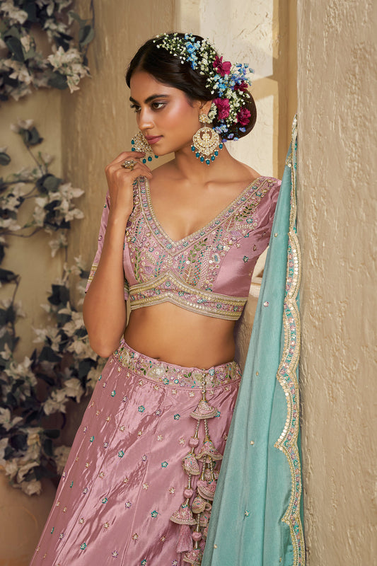 Pink Readymade Embroidered Satin Silk Lehenga-SAR10046_2_SareeButa.com