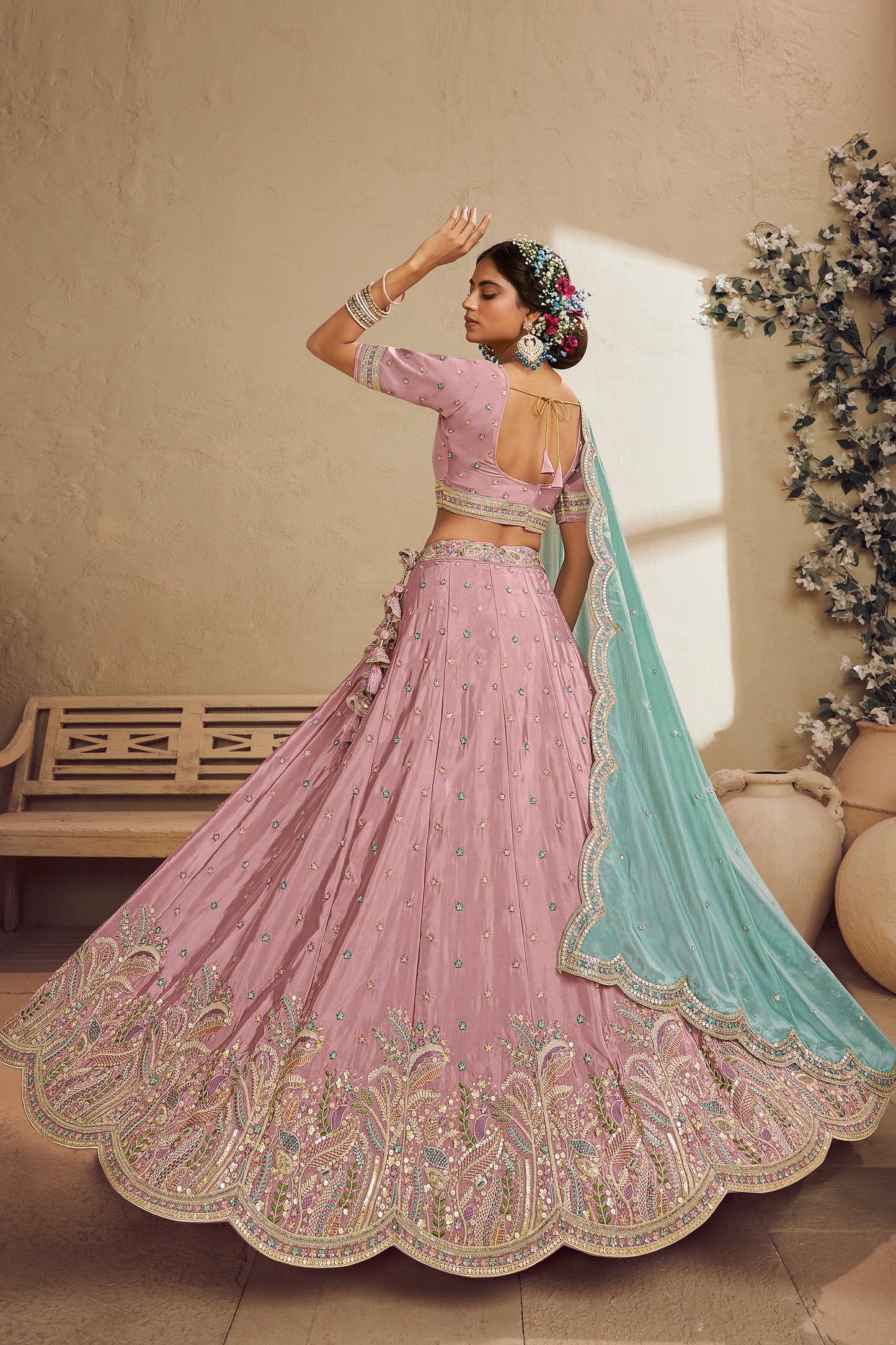 Pink Readymade Embroidered Satin Silk Lehenga-SAR10046_3_SareeButa.com