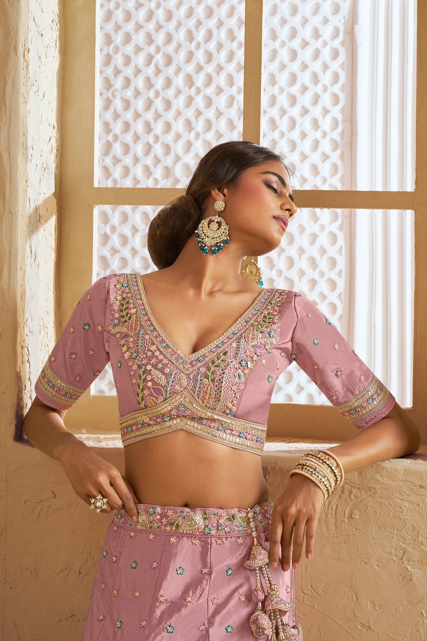 Pink Readymade Embroidered Satin Silk Lehenga-SAR10046_4_SareeButa.com