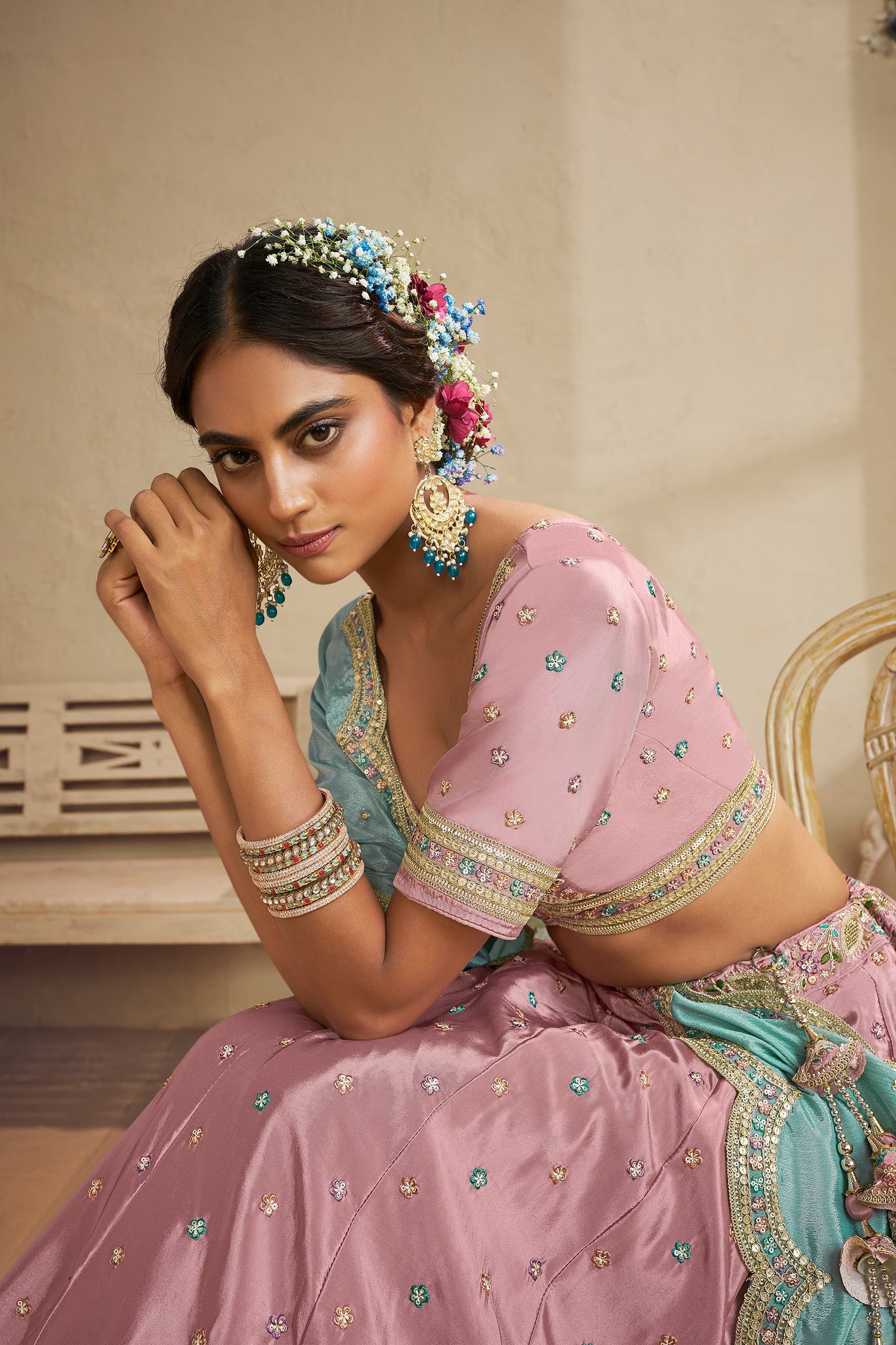 Pink Readymade Embroidered Satin Silk Lehenga-SAR10046_5_SareeButa.com