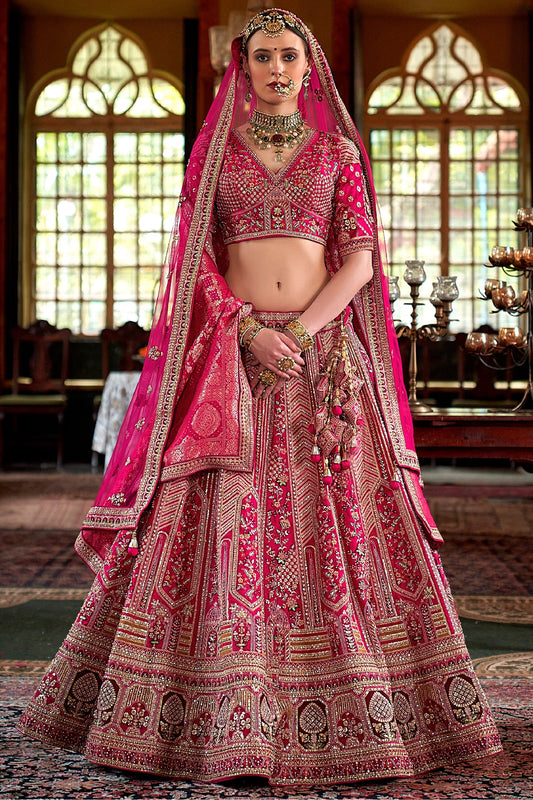 Pink Semi-Stitched Embroidered Silk Lehenga-SAR10304_1_SareeButa.com