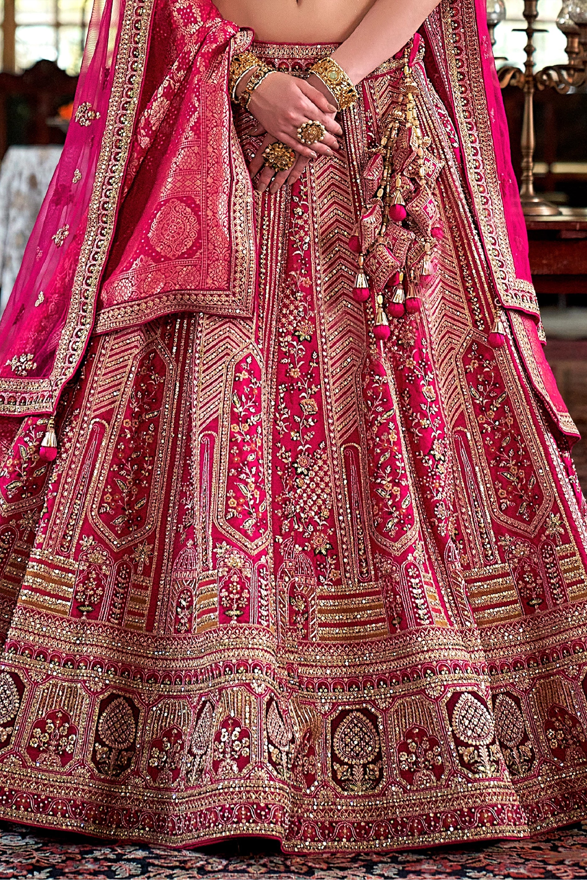 Pink Semi-Stitched Embroidered Silk Lehenga-SAR10304_4_SareeButa.com
