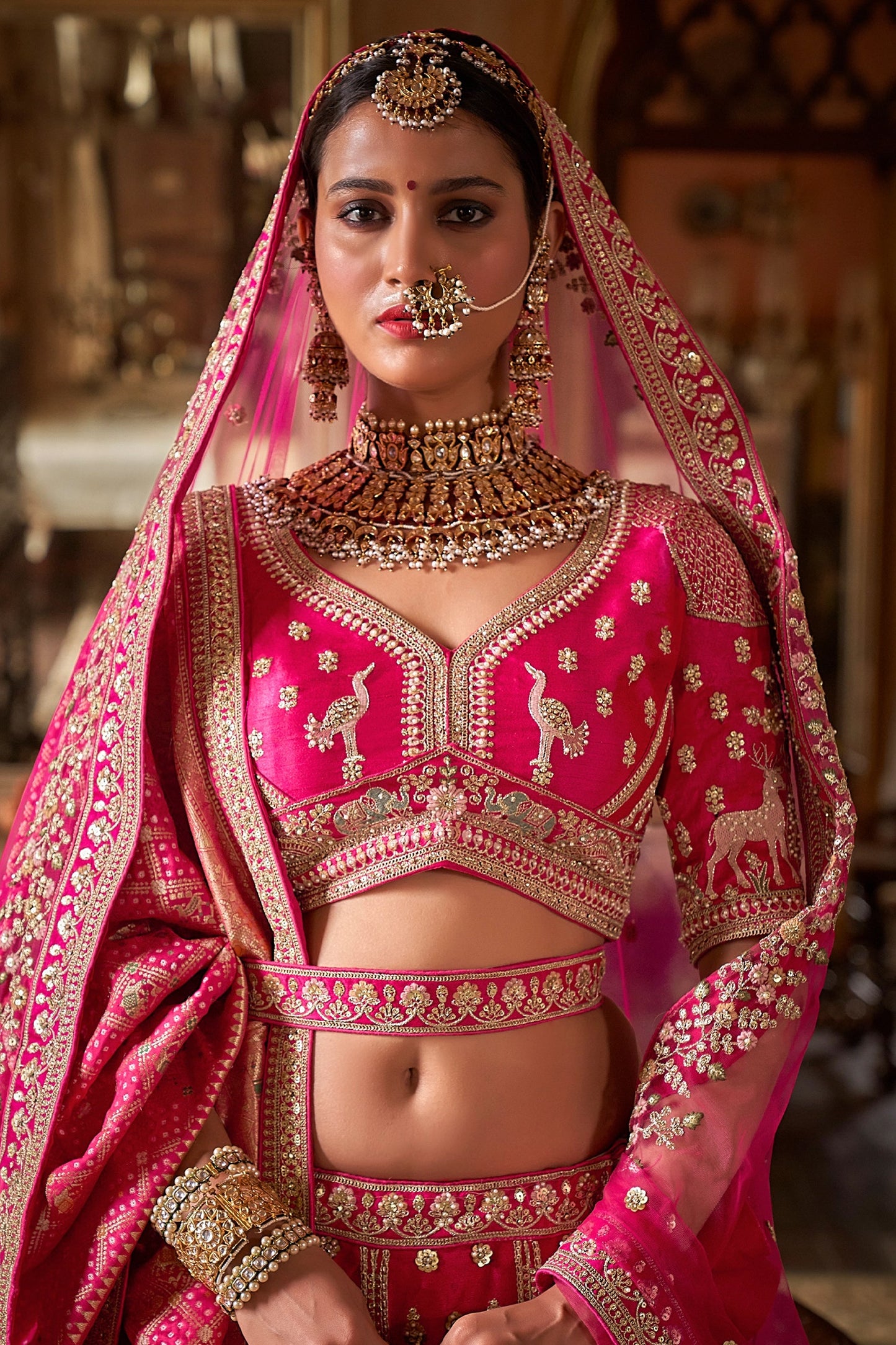 Pink Semi-Stitched Embroidered Silk Lehenga-SAR10311_2_SareeButa.com