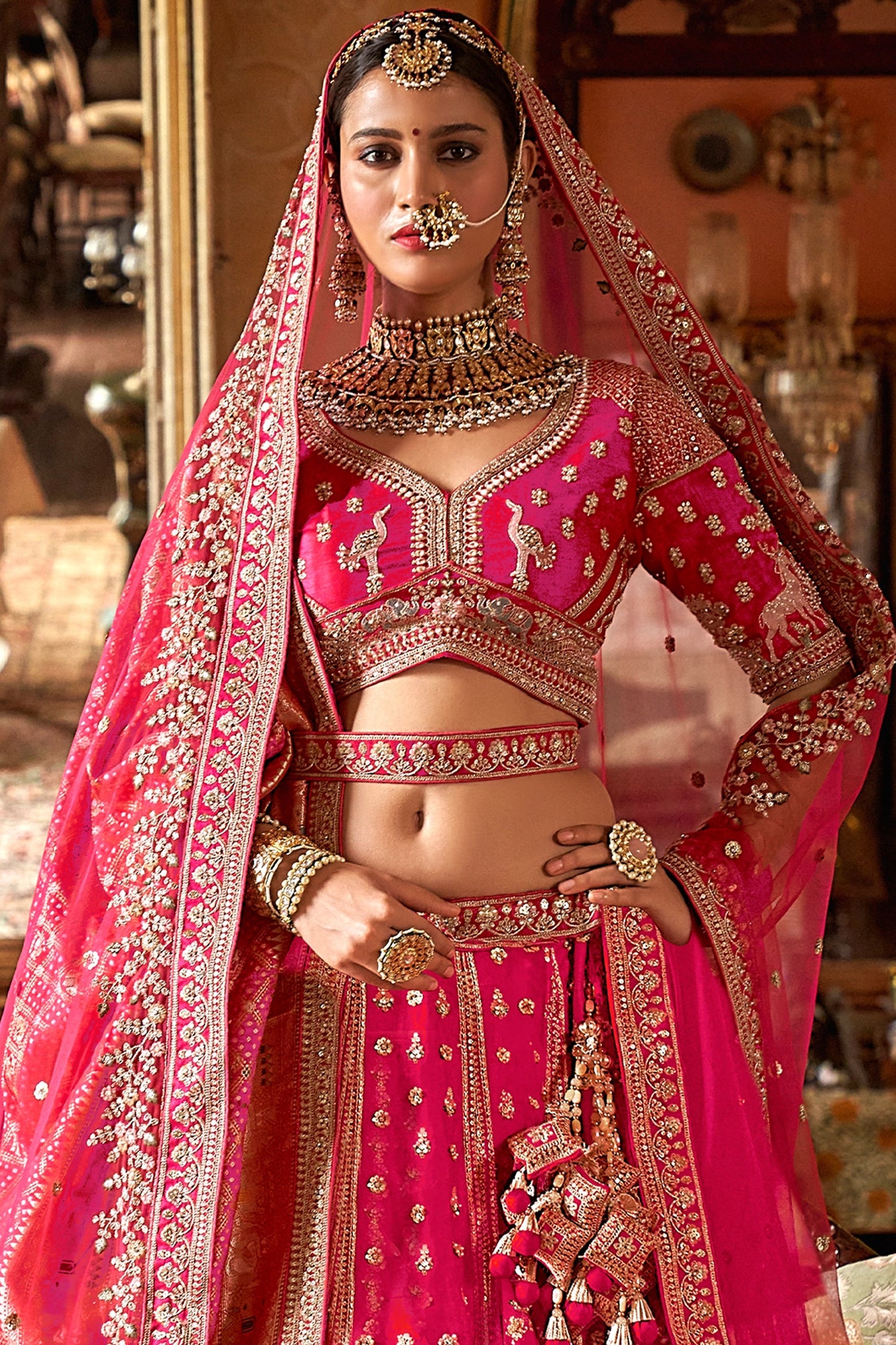 Pink Semi-Stitched Embroidered Silk Lehenga-SAR10311_3_SareeButa.com