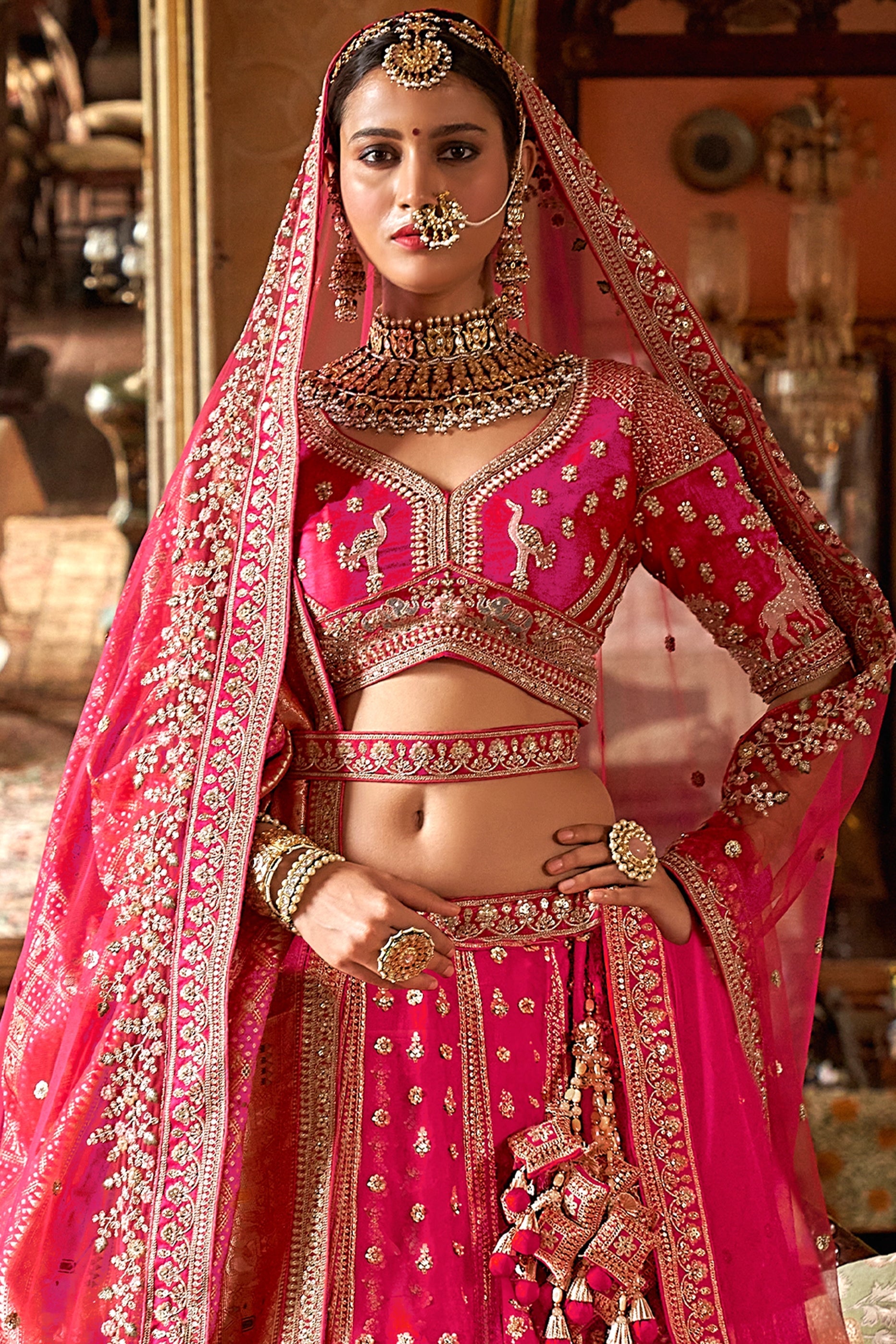 Pink Semi-Stitched Embroidered Silk Lehenga-SAR10311_3_SareeButa.com