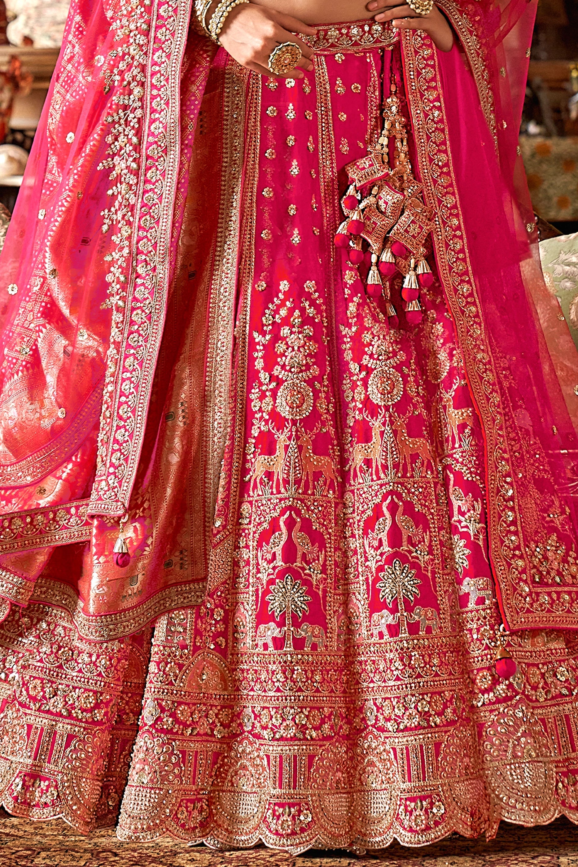 Pink Semi-Stitched Embroidered Silk Lehenga-SAR10311_4_SareeButa.com