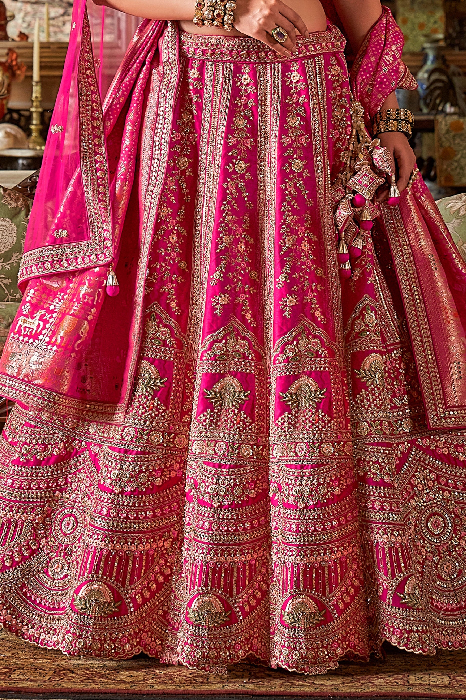 Pink Semi-Stitched Embroidered Silk Lehenga-SAR10317_4_SareeButa.com