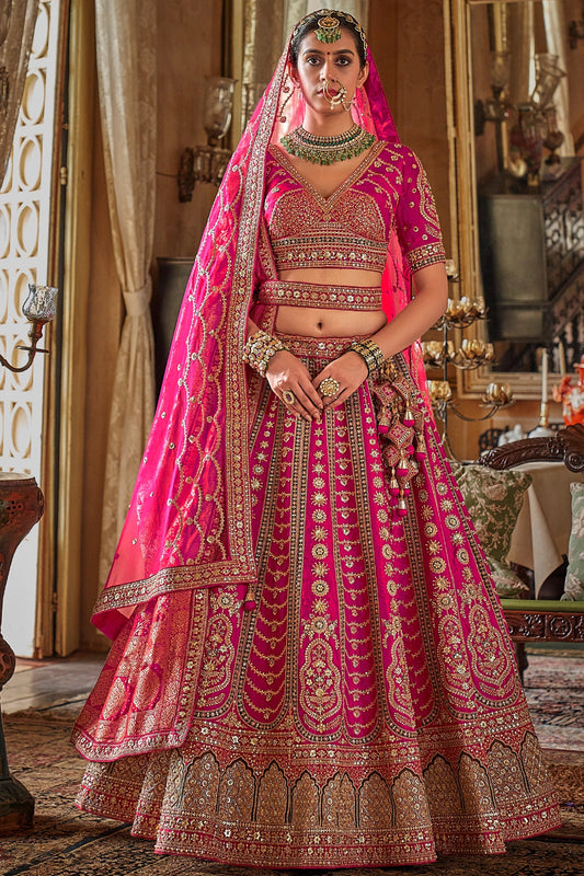 Pink Semi-Stitched Embroidered Silk Lehenga-SAR10322_1_SareeButa.com