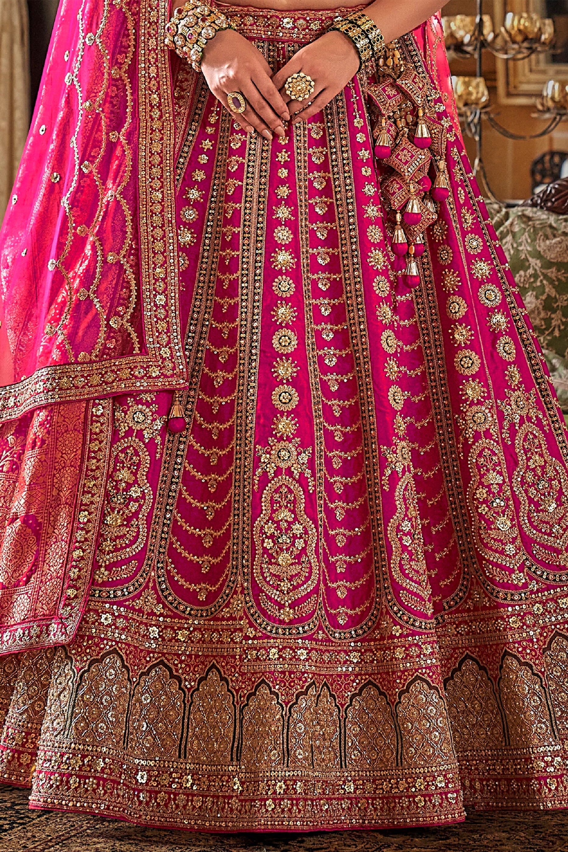 Pink Semi-Stitched Embroidered Silk Lehenga-SAR10322_4_SareeButa.com