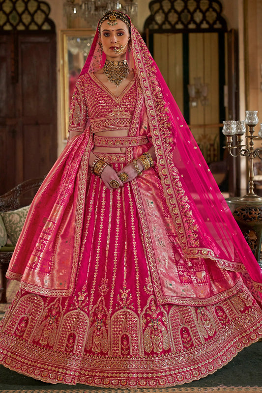 Pink Semi-Stitched Embroidered Silk Lehenga-SAR10326_1_SareeButa.com