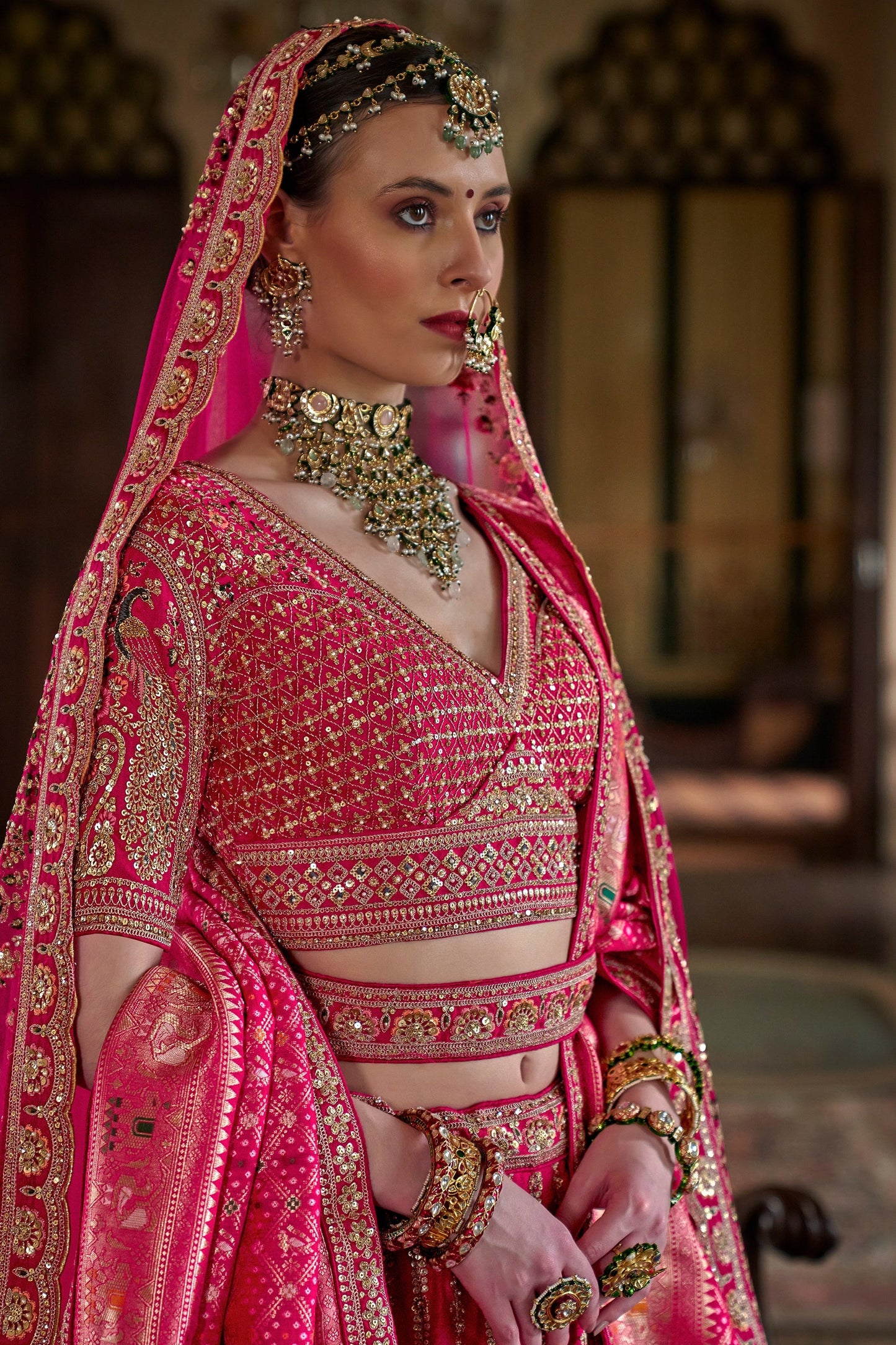 Pink Semi-Stitched Embroidered Silk Lehenga-SAR10326_2_SareeButa.com